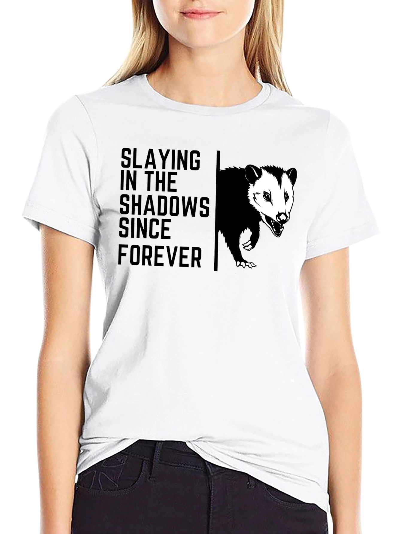 Slaying in the Shadows Opossum Graphic T-Shirt
