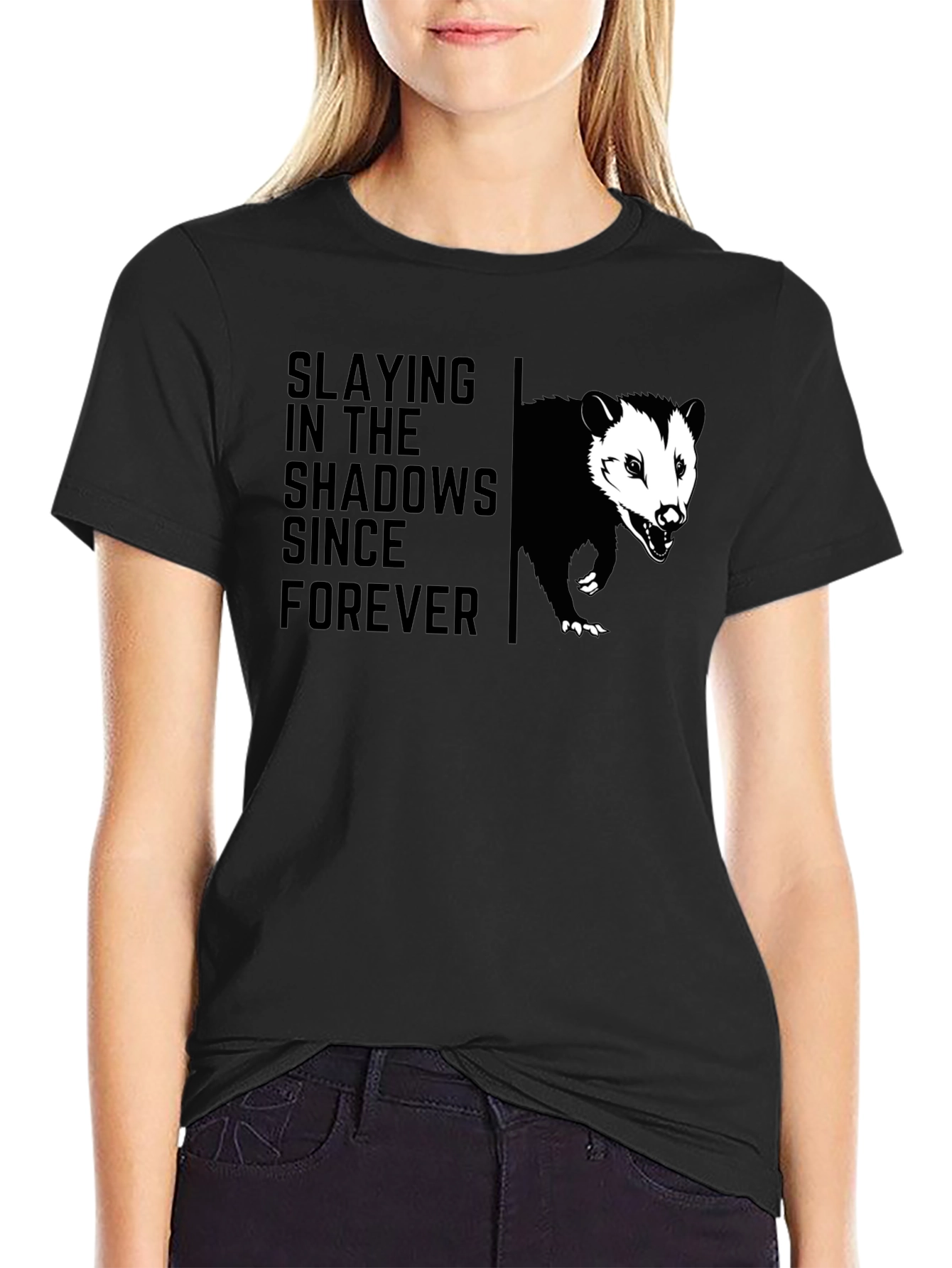 Slaying in the Shadows Opossum Graphic T-Shirt