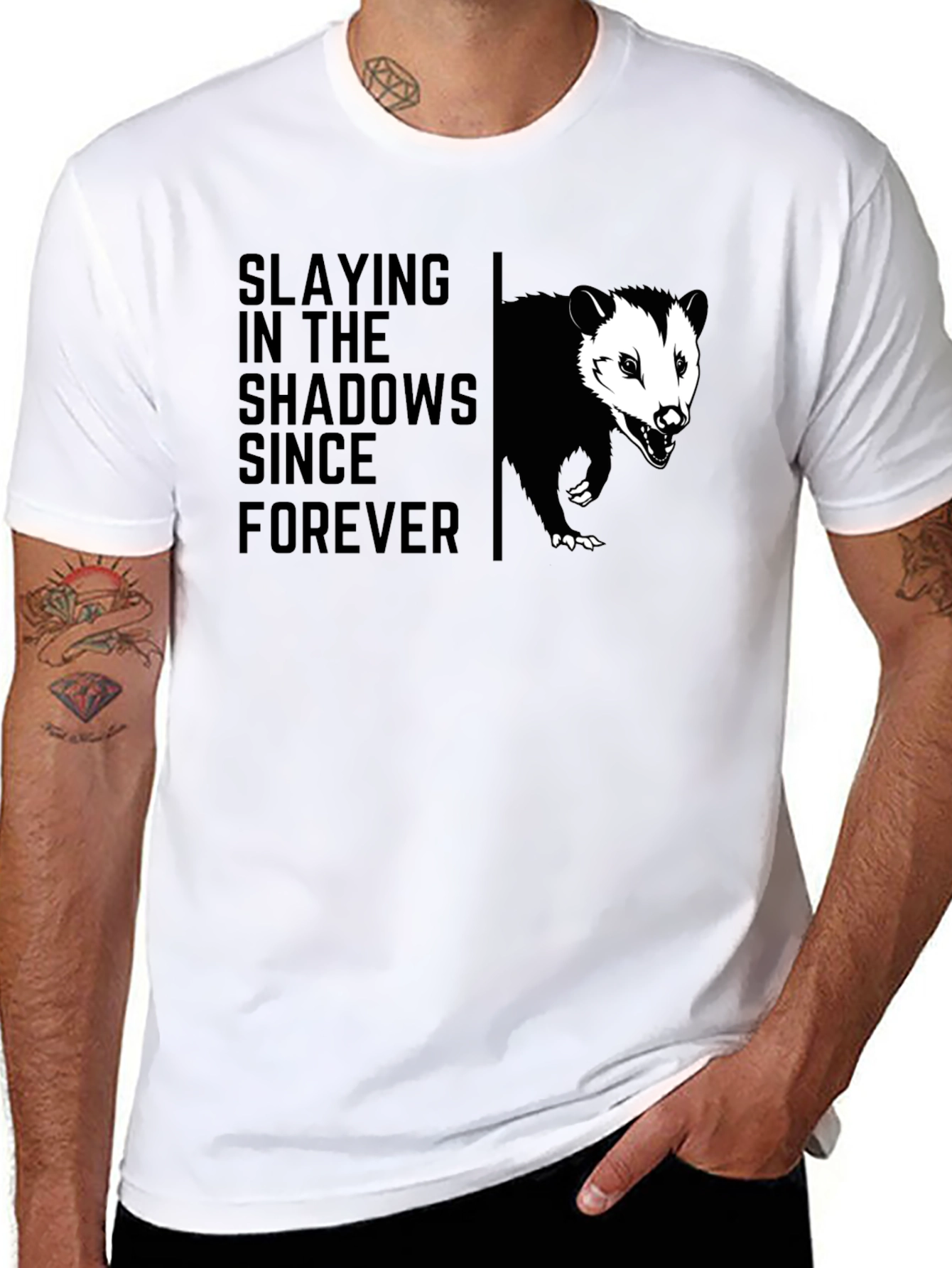 Slaying in the Shadows Opossum Graphic T-Shirt