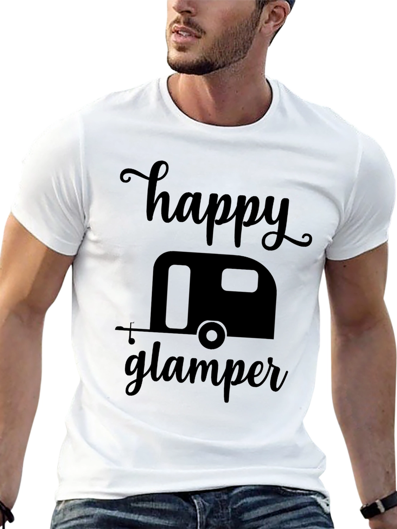 Happy Glamper Graphic Tee - Black Camping Shirt