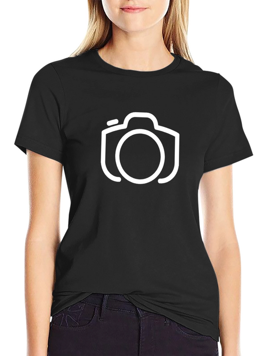 Camera Icon Graphic Tee - Black Cotton T-Shirt