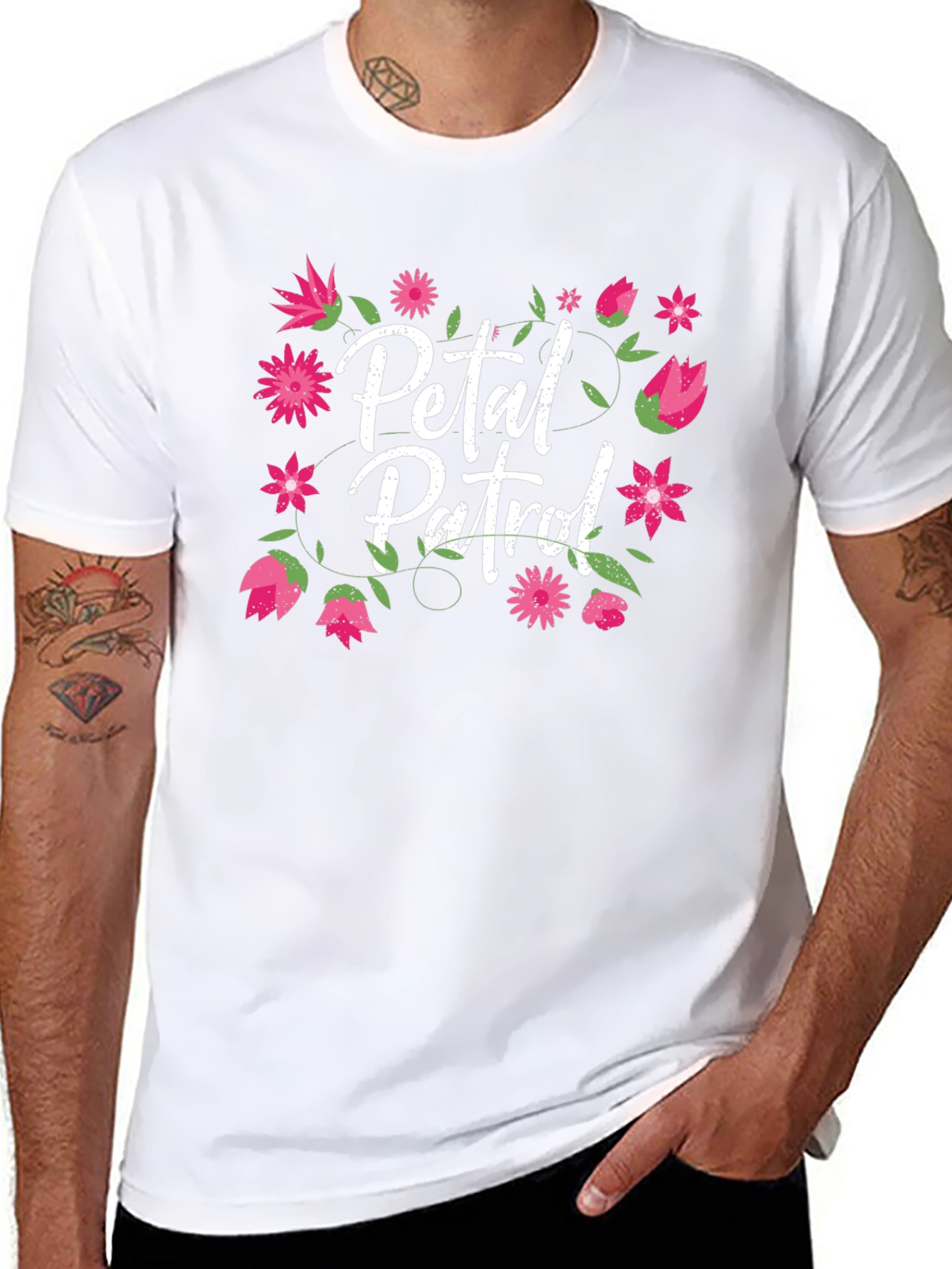 Petal Patrol Floral Graphic Black T-Shirt