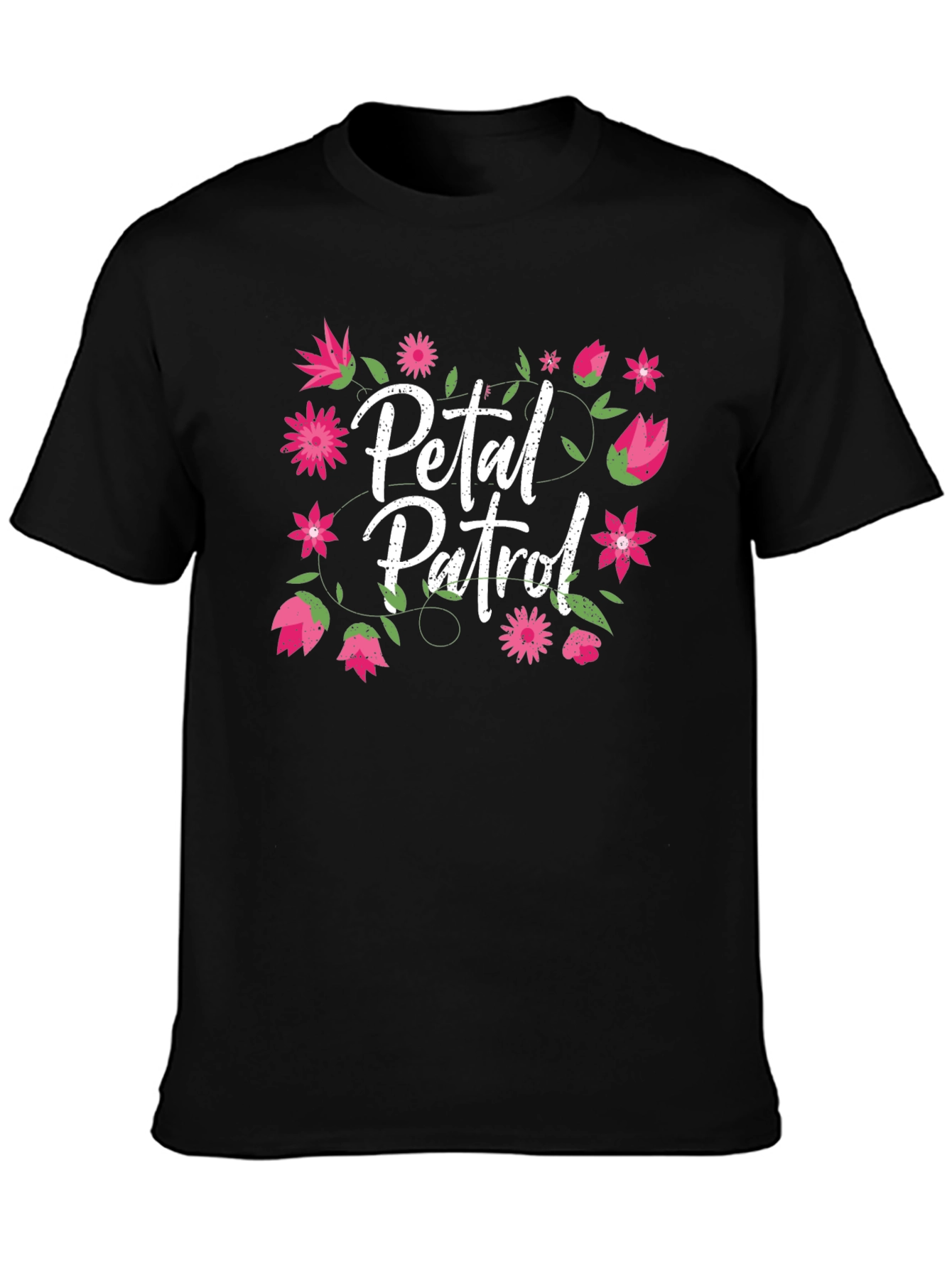Petal Patrol Floral Graphic Black T-Shirt