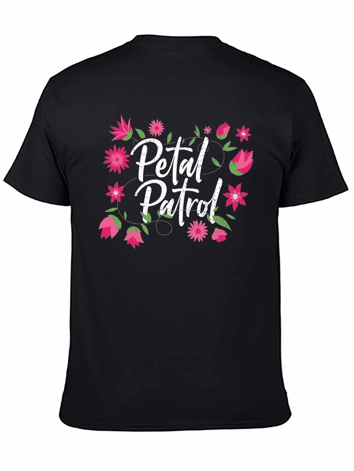 Petal Patrol Floral Graphic Black T-Shirt
