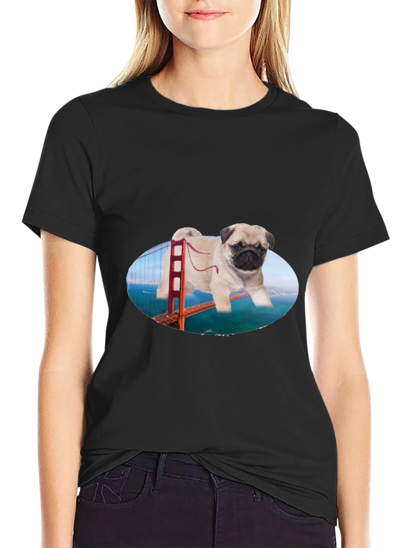 Pug Golden Gate Bridge Graphic T-Shirt