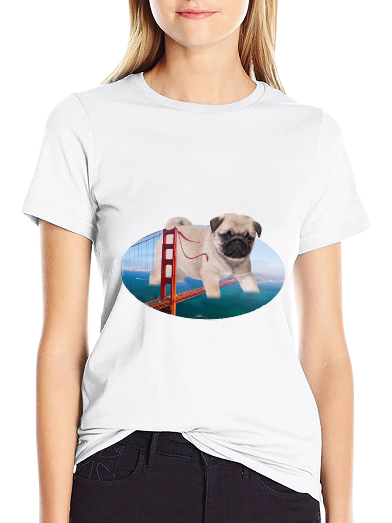 Pug Golden Gate Bridge Graphic T-Shirt