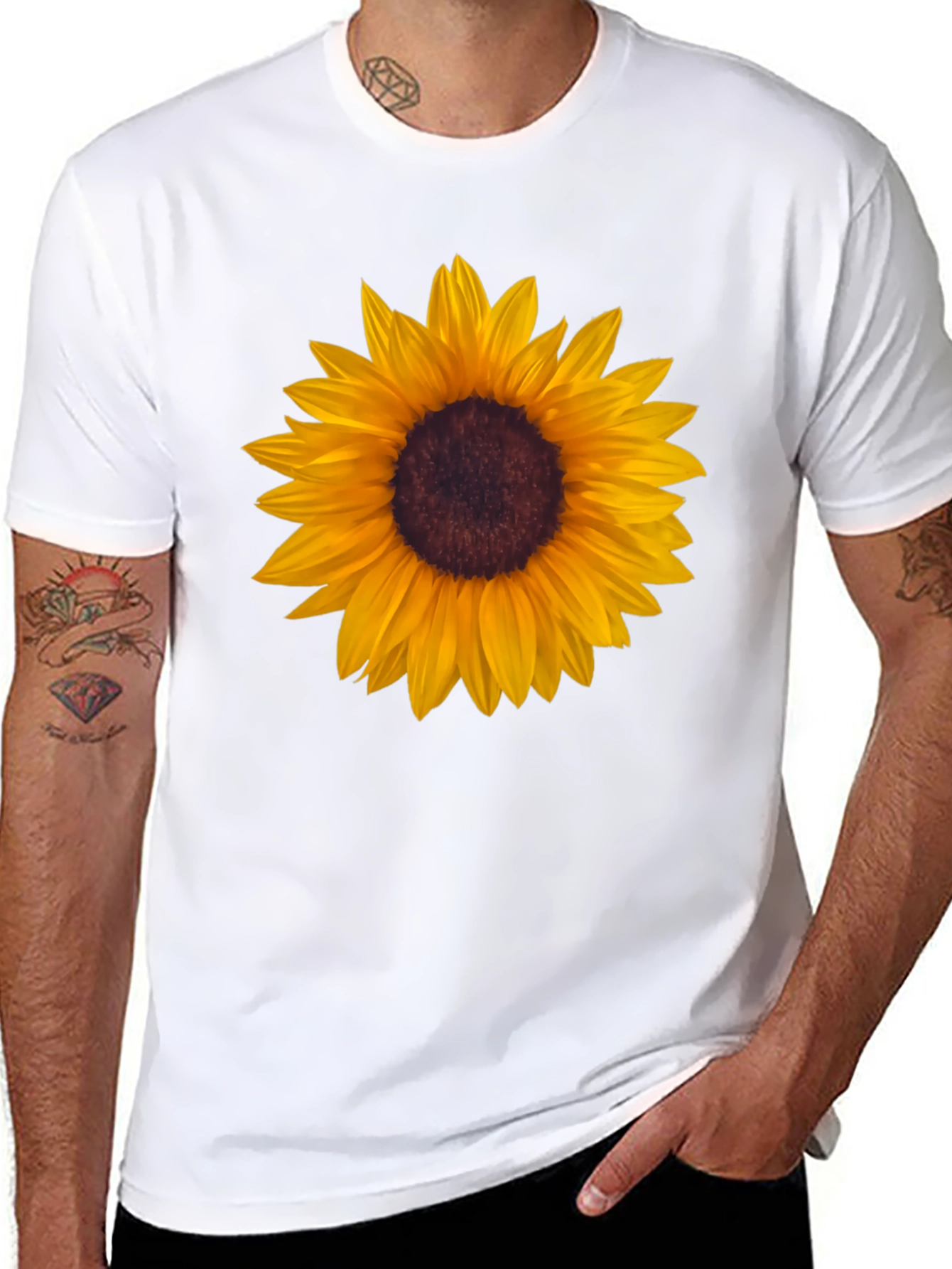 Sunflower Graphic Tee - Black Cotton T-Shirt