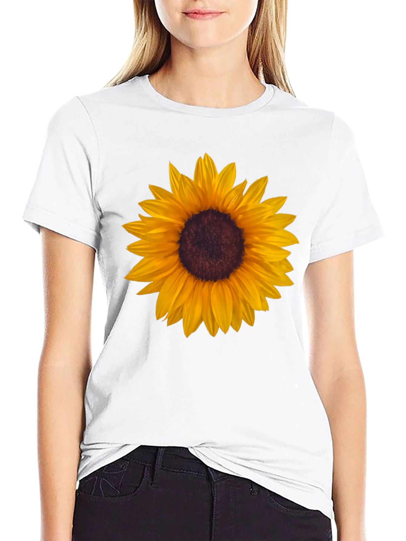 Sunflower Graphic Tee - Black Cotton T-Shirt