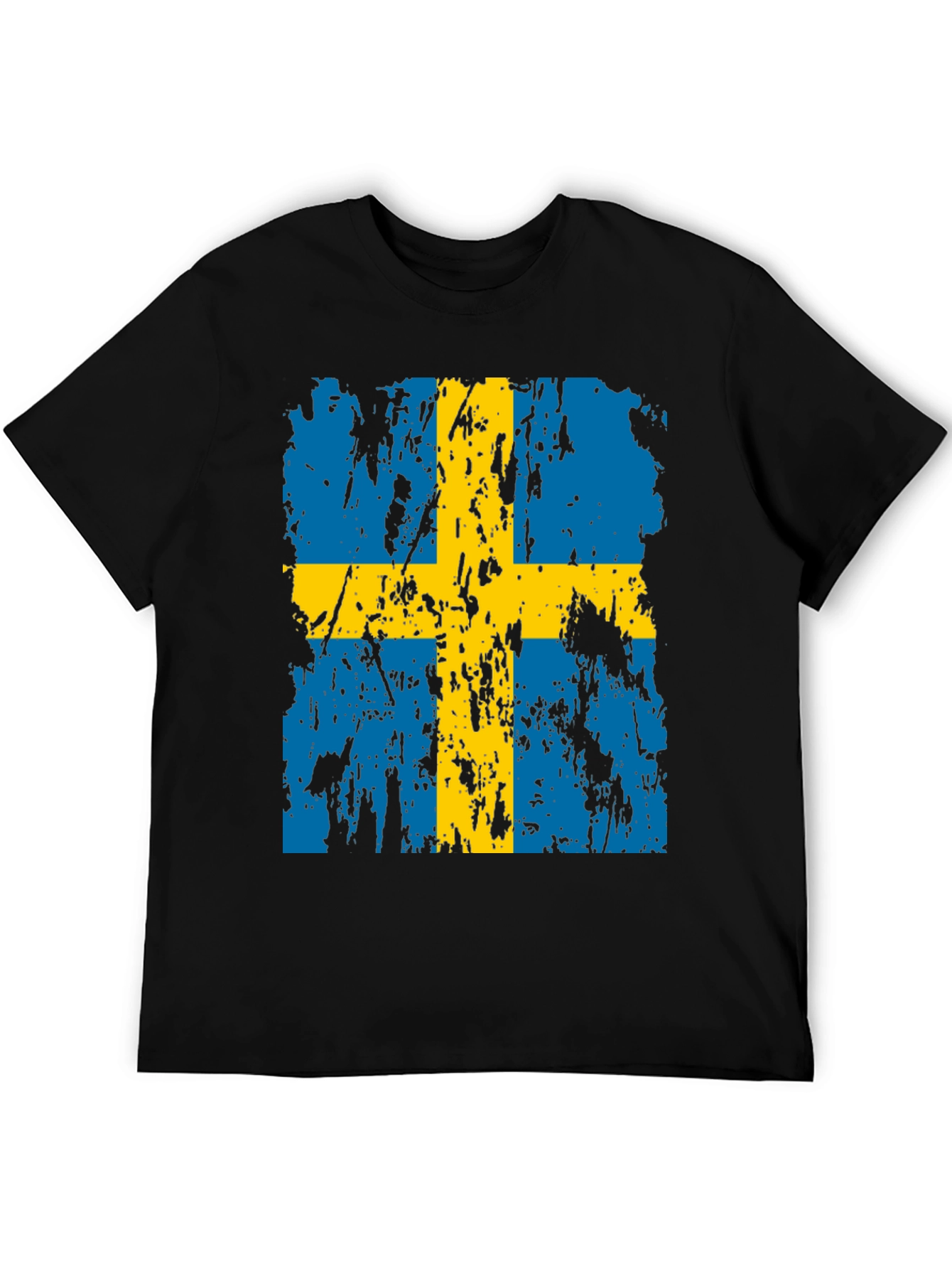Swedish Flag T-Shirt - Distressed Style