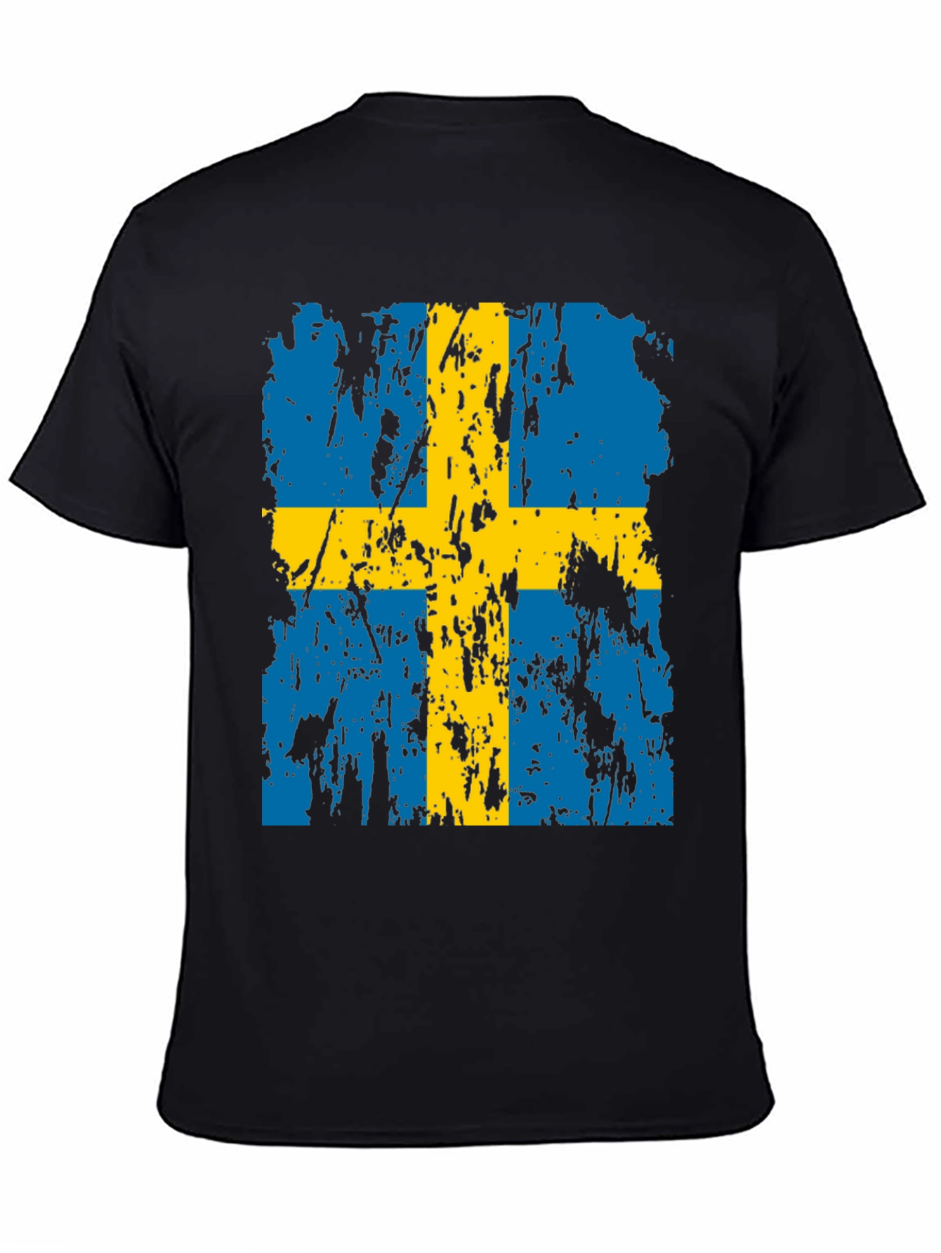 Swedish Flag T-Shirt - Distressed Style