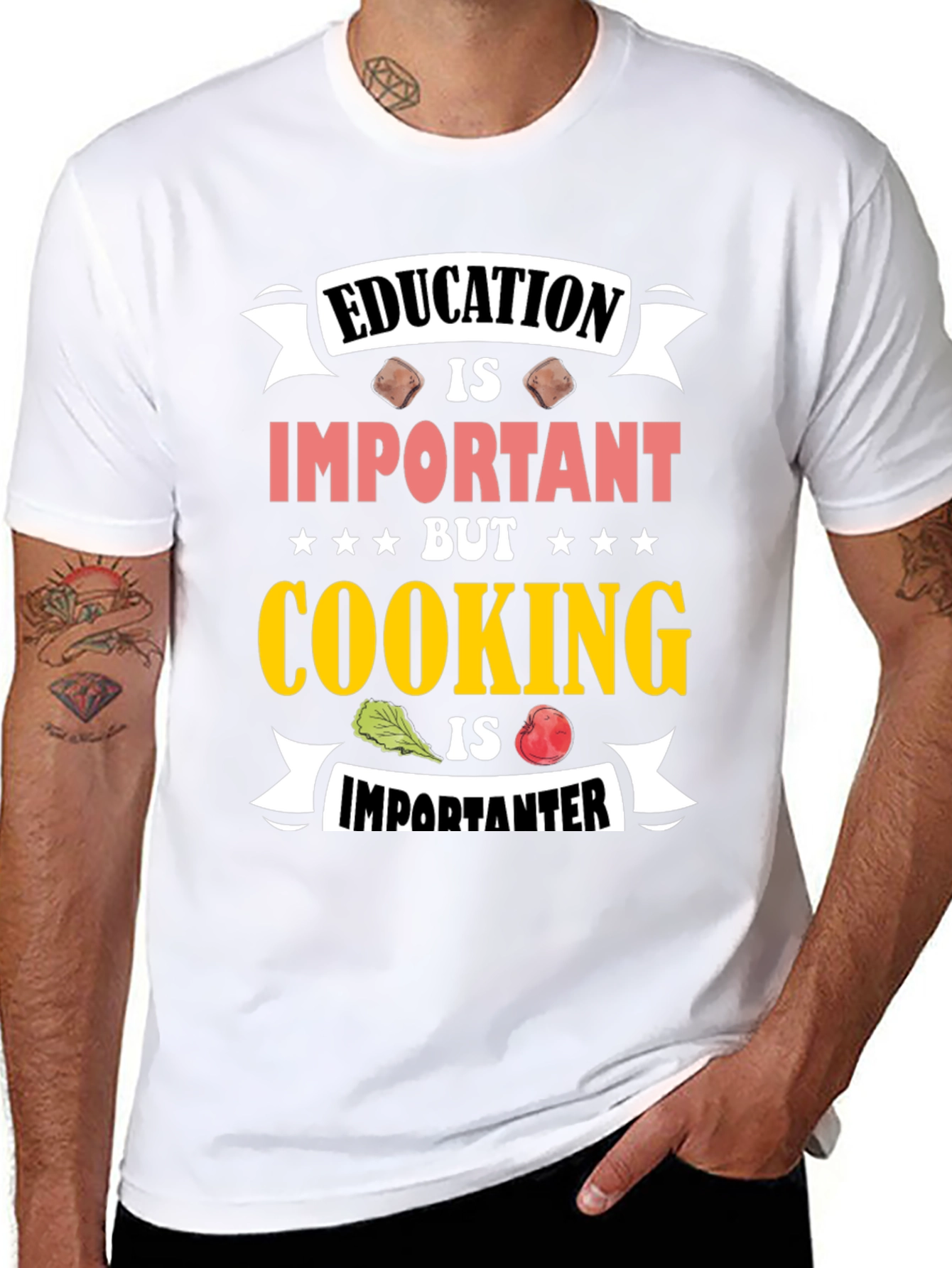 Education Important Cooking Importanter Black T-Shirt