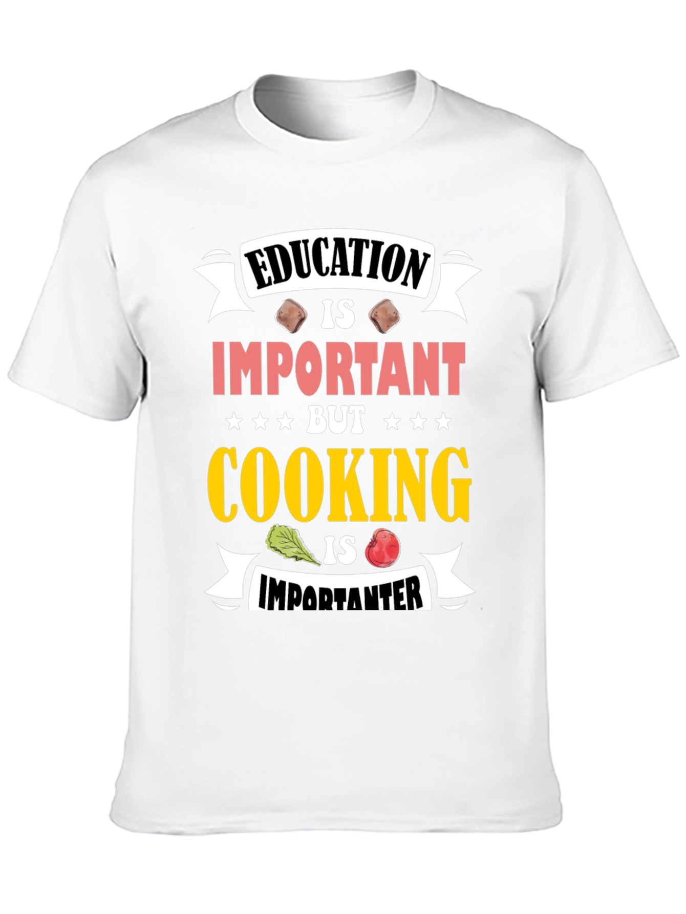 Education Important Cooking Importanter Black T-Shirt