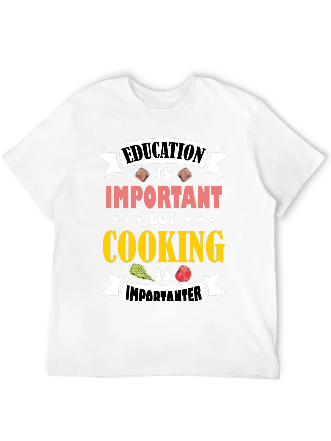 Education Important Cooking Importanter Black T-Shirt