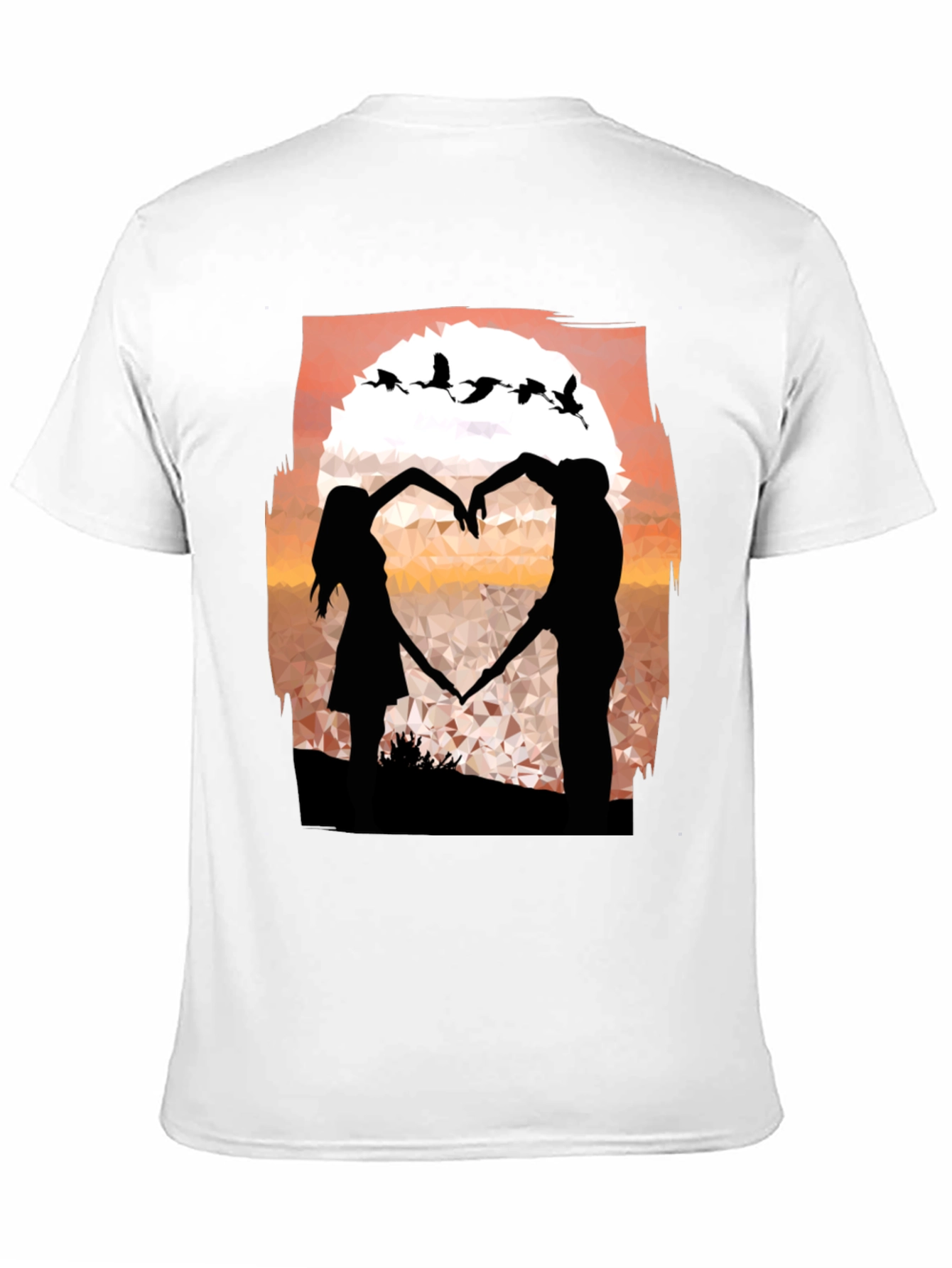 Romantic Sunset Couple Heart T-Shirt