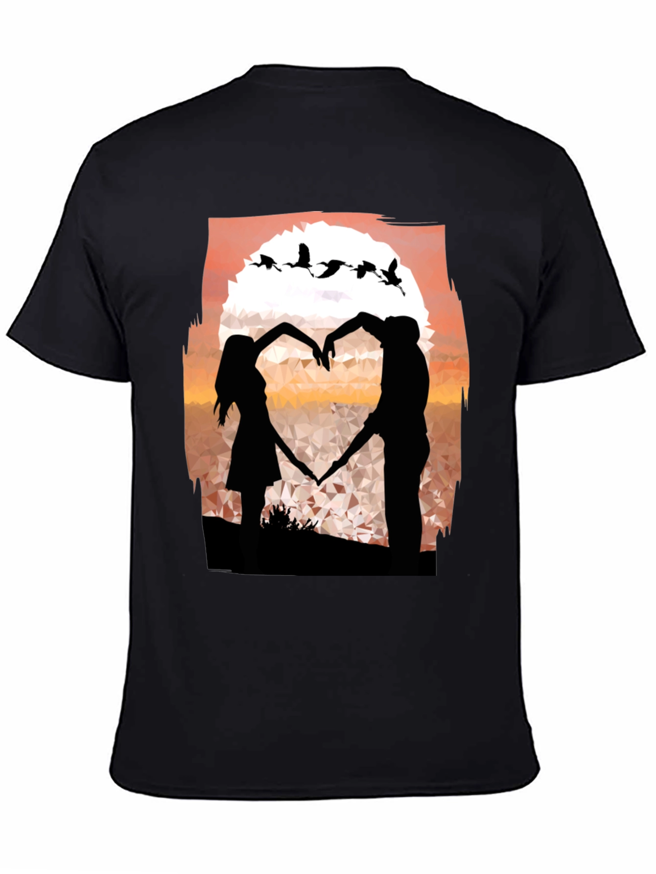Romantic Sunset Couple Heart T-Shirt