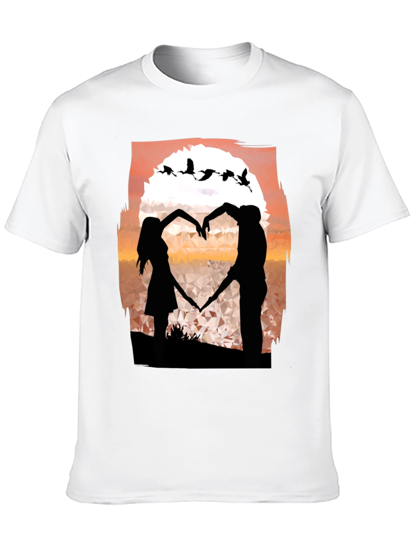 Romantic Sunset Couple Heart T-Shirt