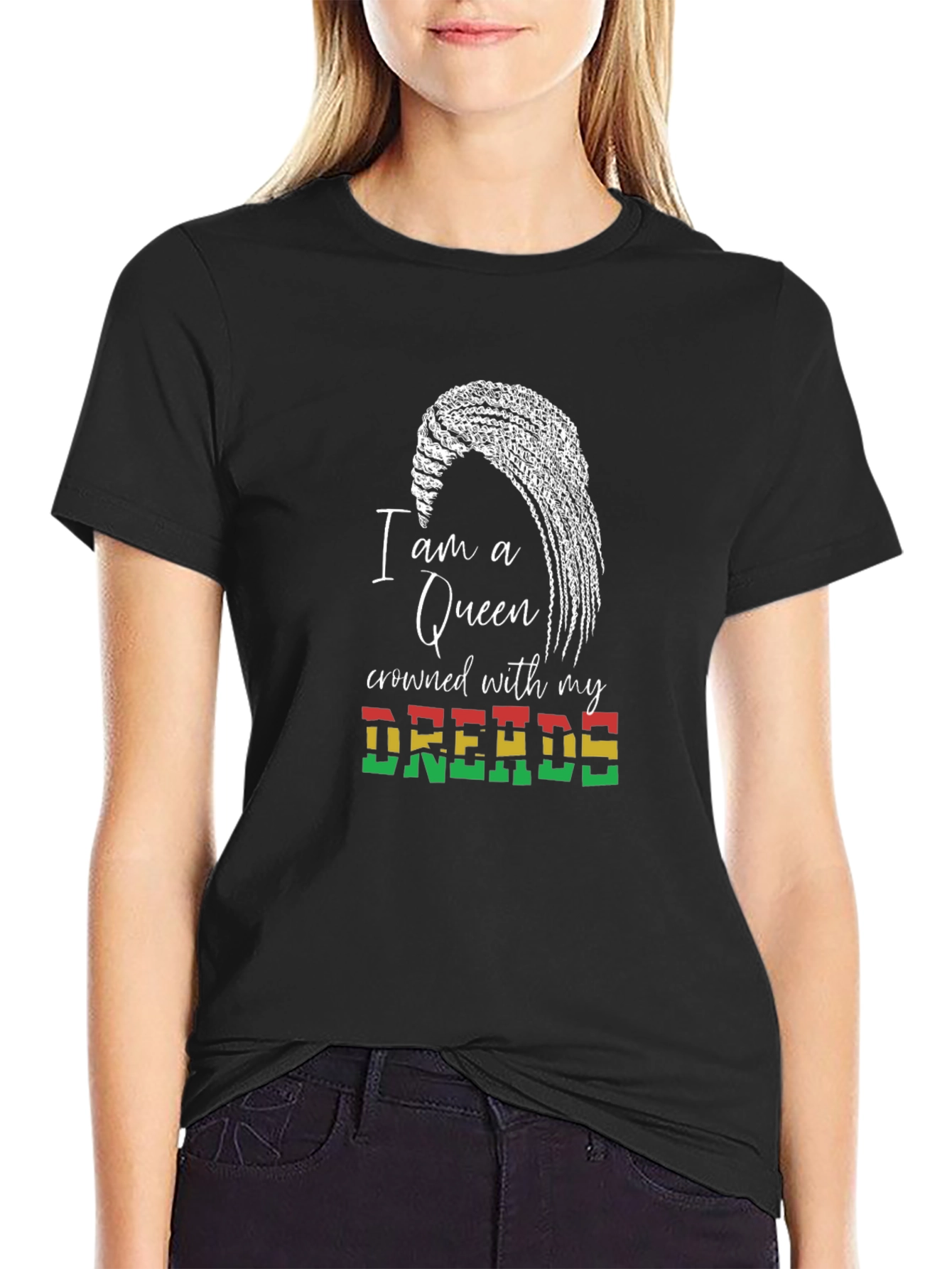 Queen Crowned with Dreads T-Shirt - Black