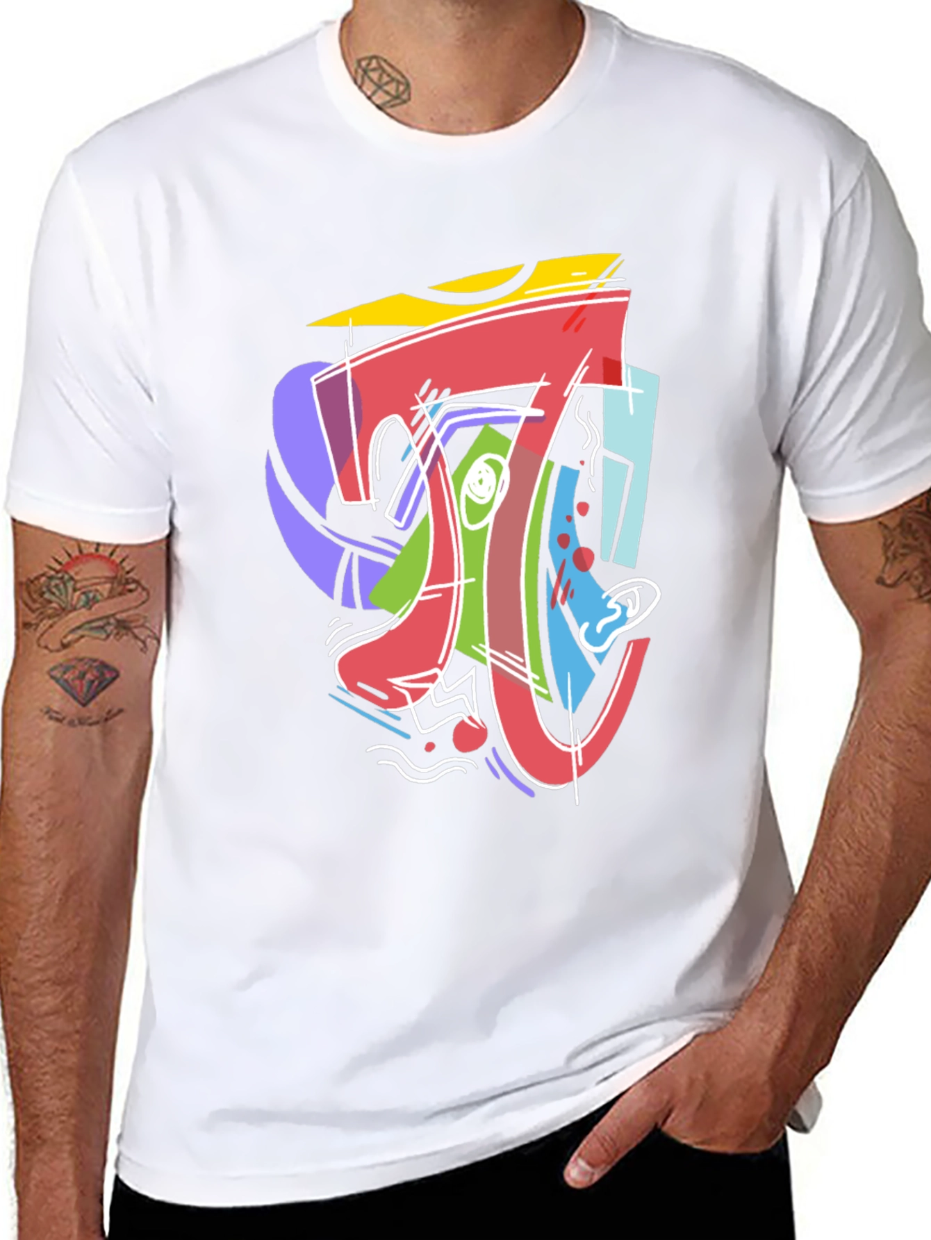 Abstract Math Pi Symbol Graphic Print Black T-Shirt