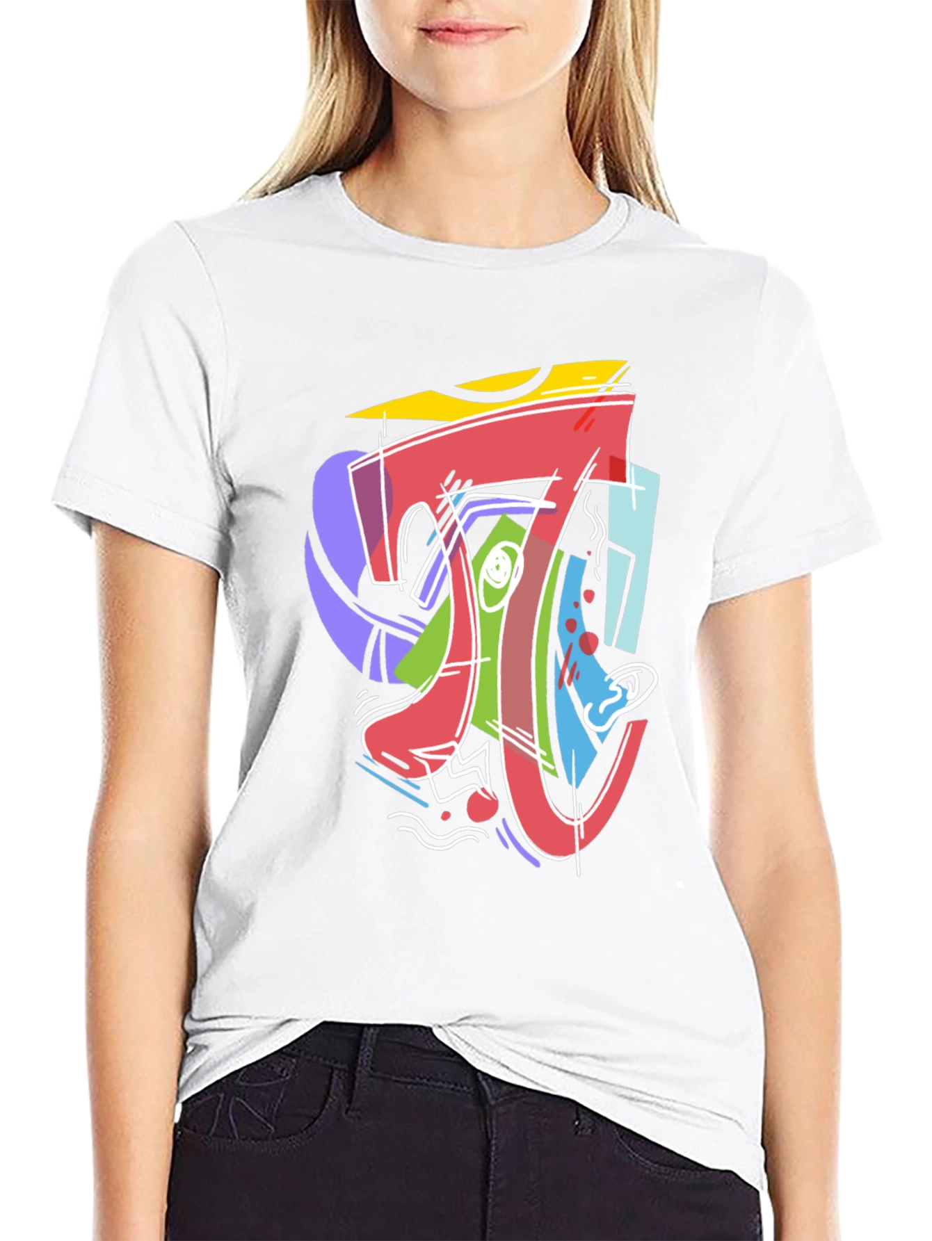 Abstract Math Pi Symbol Graphic Print Black T-Shirt