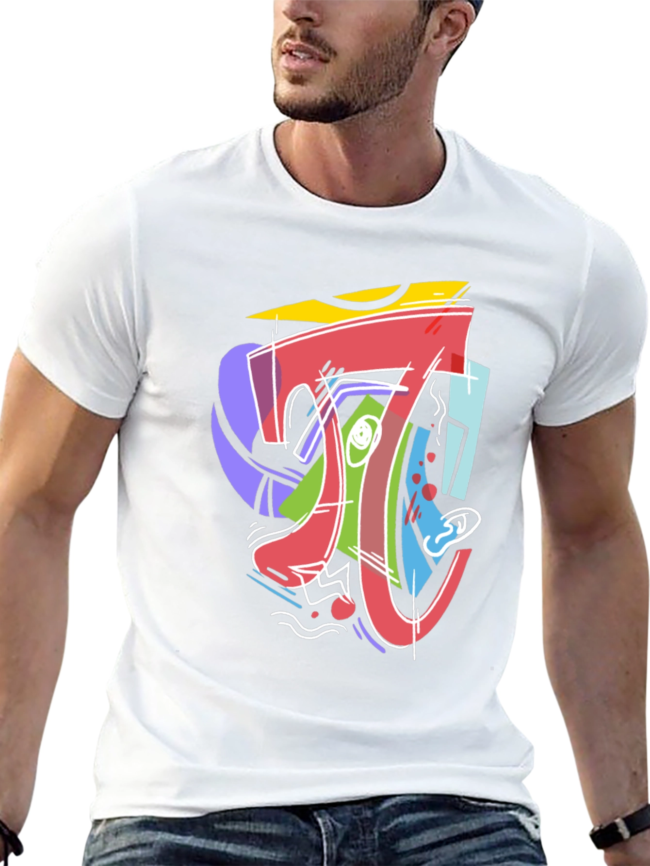 Abstract Math Pi Symbol Graphic Print Black T-Shirt