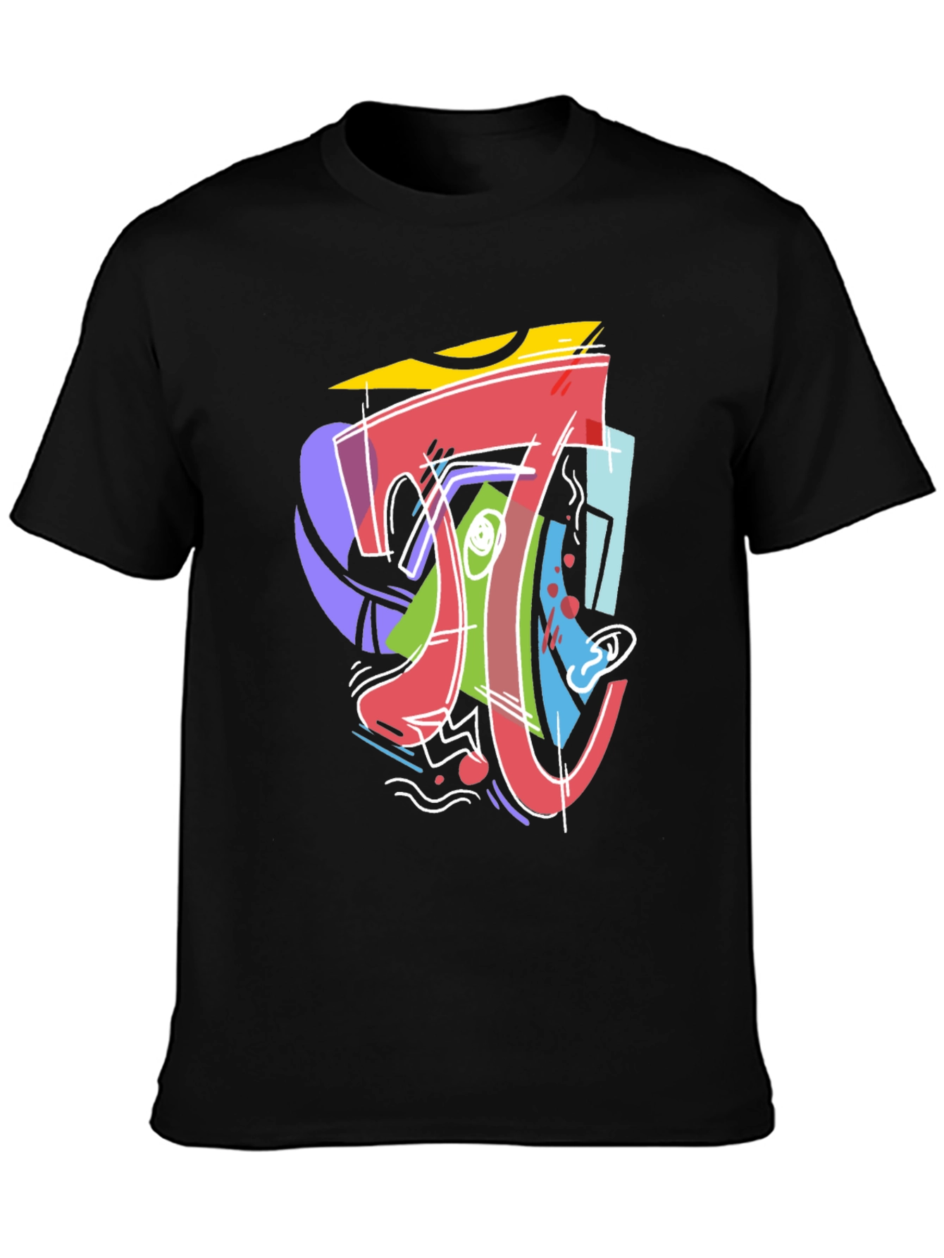 Abstract Math Pi Symbol Graphic Print Black T-Shirt