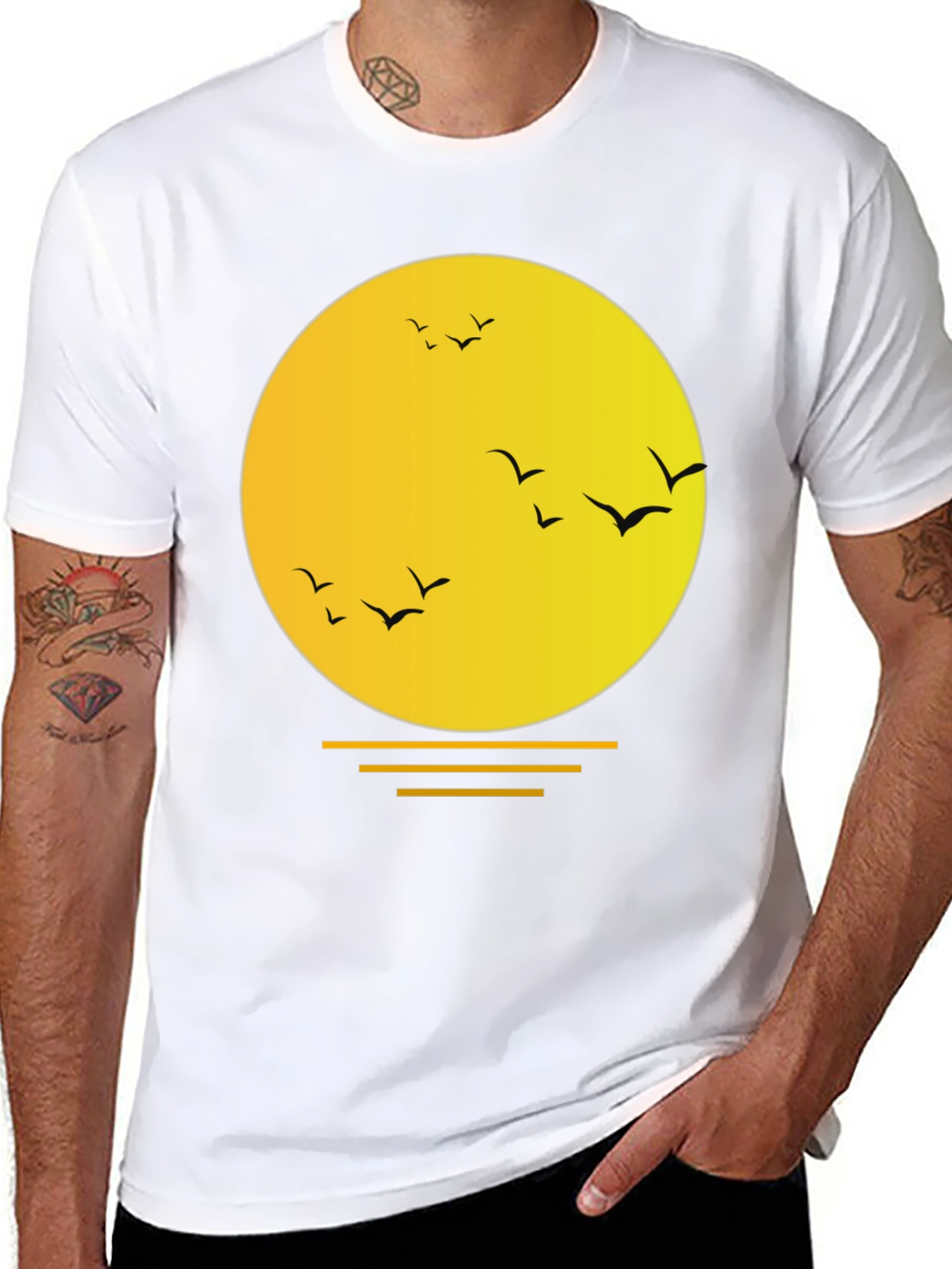 Sunset Birds Graphic T-Shirt