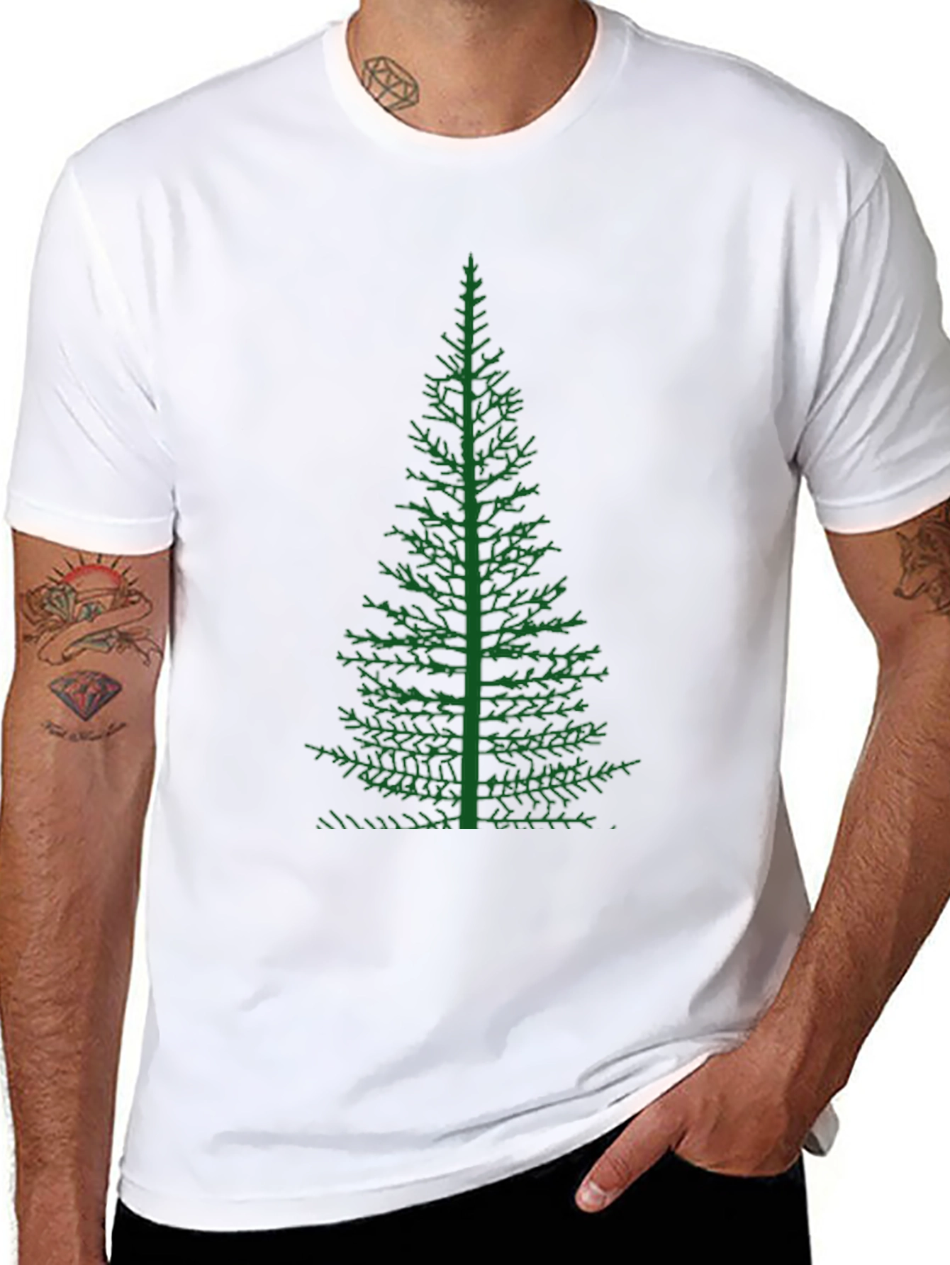 Green Tree Graphic Black T-Shirt