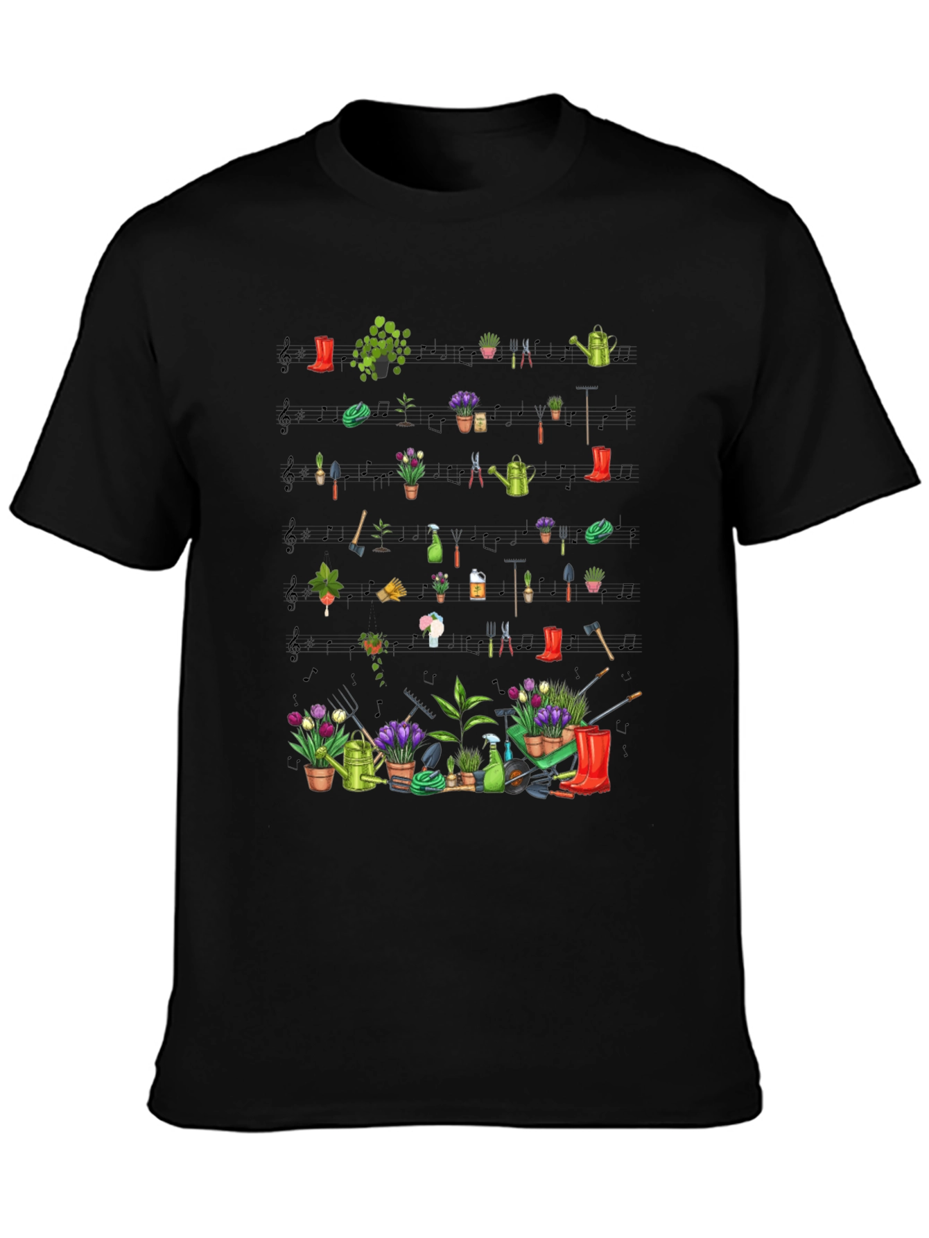 Gardening Tools & Plants Black T-Shirt