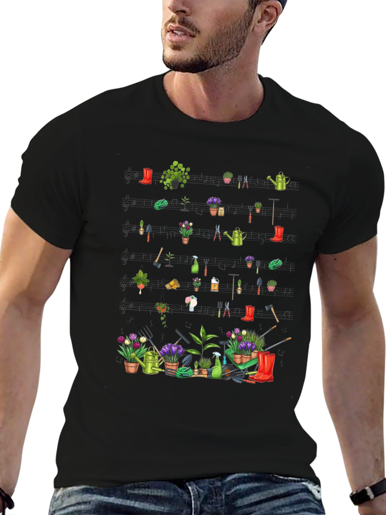 Gardening Tools & Plants Black T-Shirt