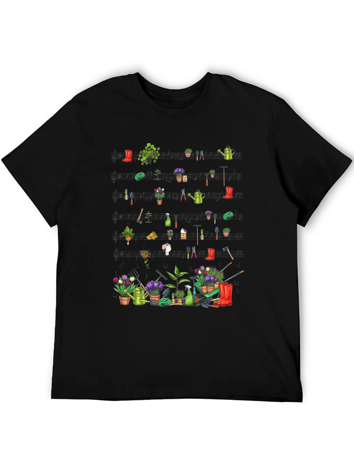 Gardening Tools & Plants Black T-Shirt
