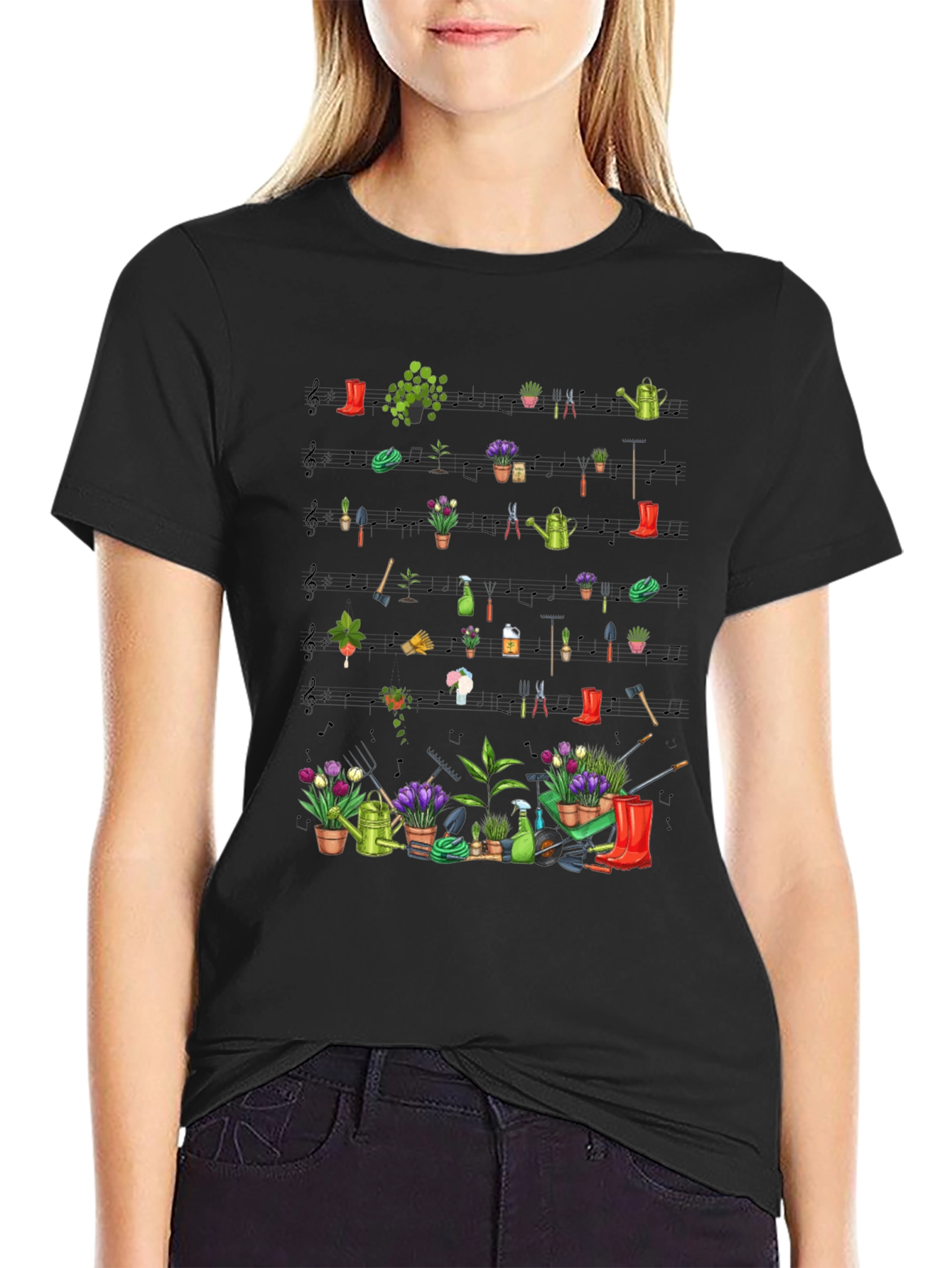 Gardening Tools & Plants Black T-Shirt