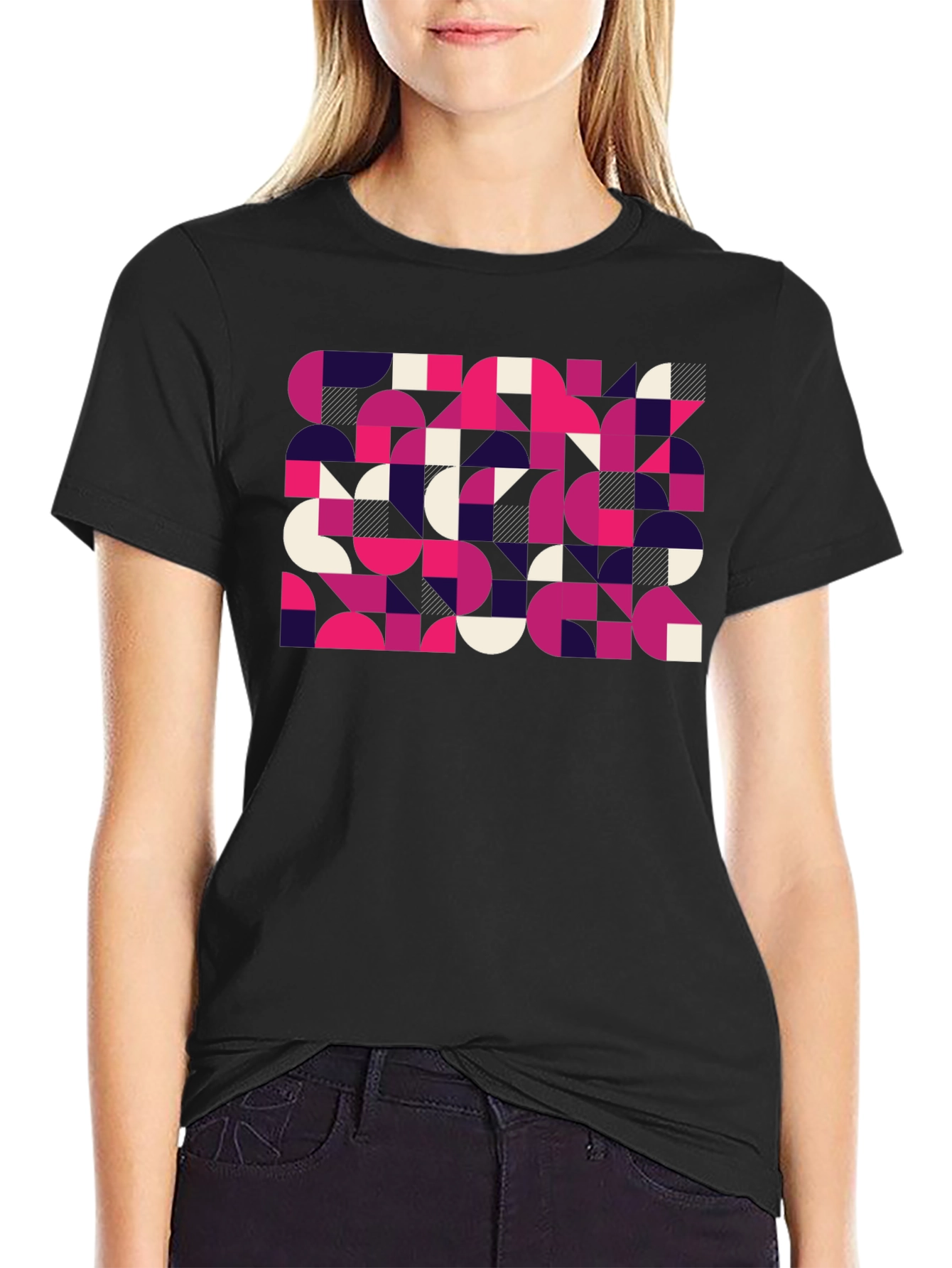 Abstract Graphic Print Black T-Shirt