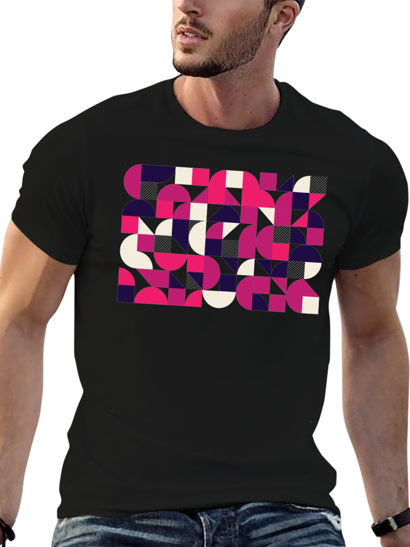 Abstract Graphic Print Black T-Shirt
