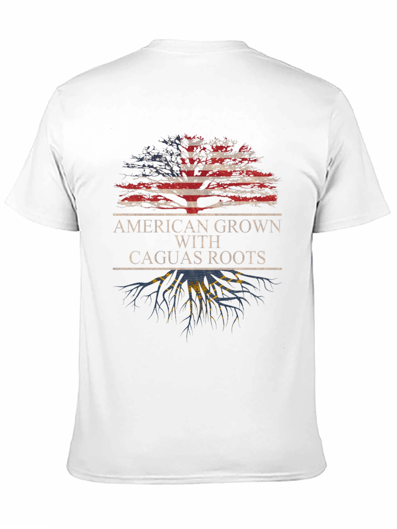 American Grown with Caguas Roots Black T-Shirt