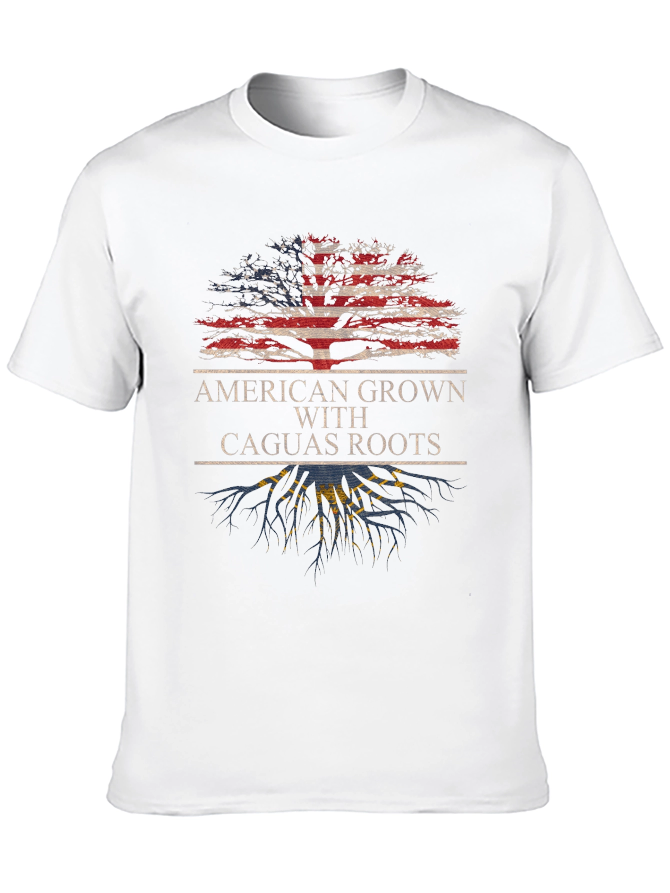 American Grown with Caguas Roots Black T-Shirt
