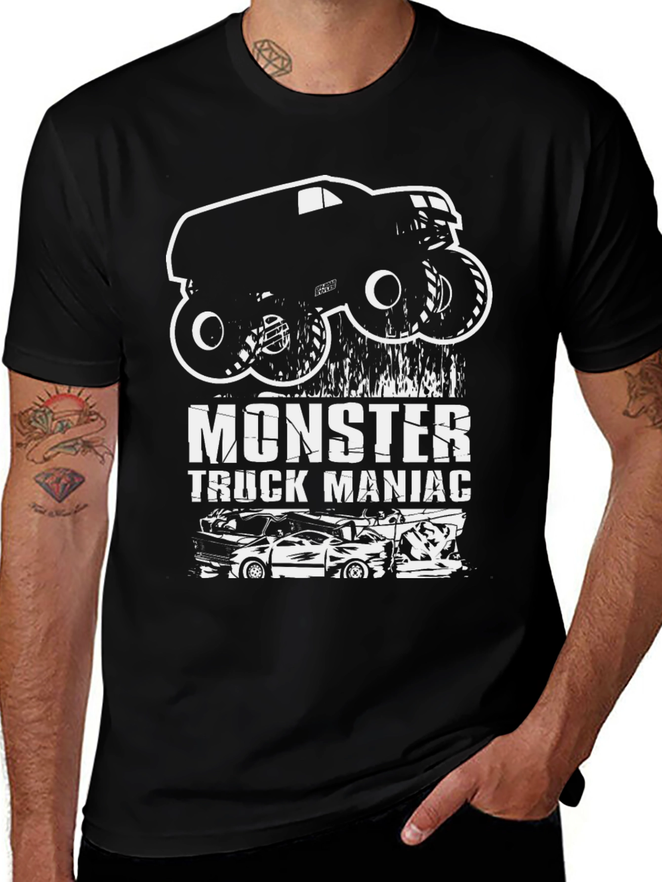 Monster Truck Maniac Graphic T-Shirt - Black