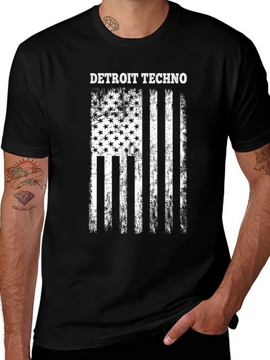 Detroit Techno Flag Graphic T-Shirt