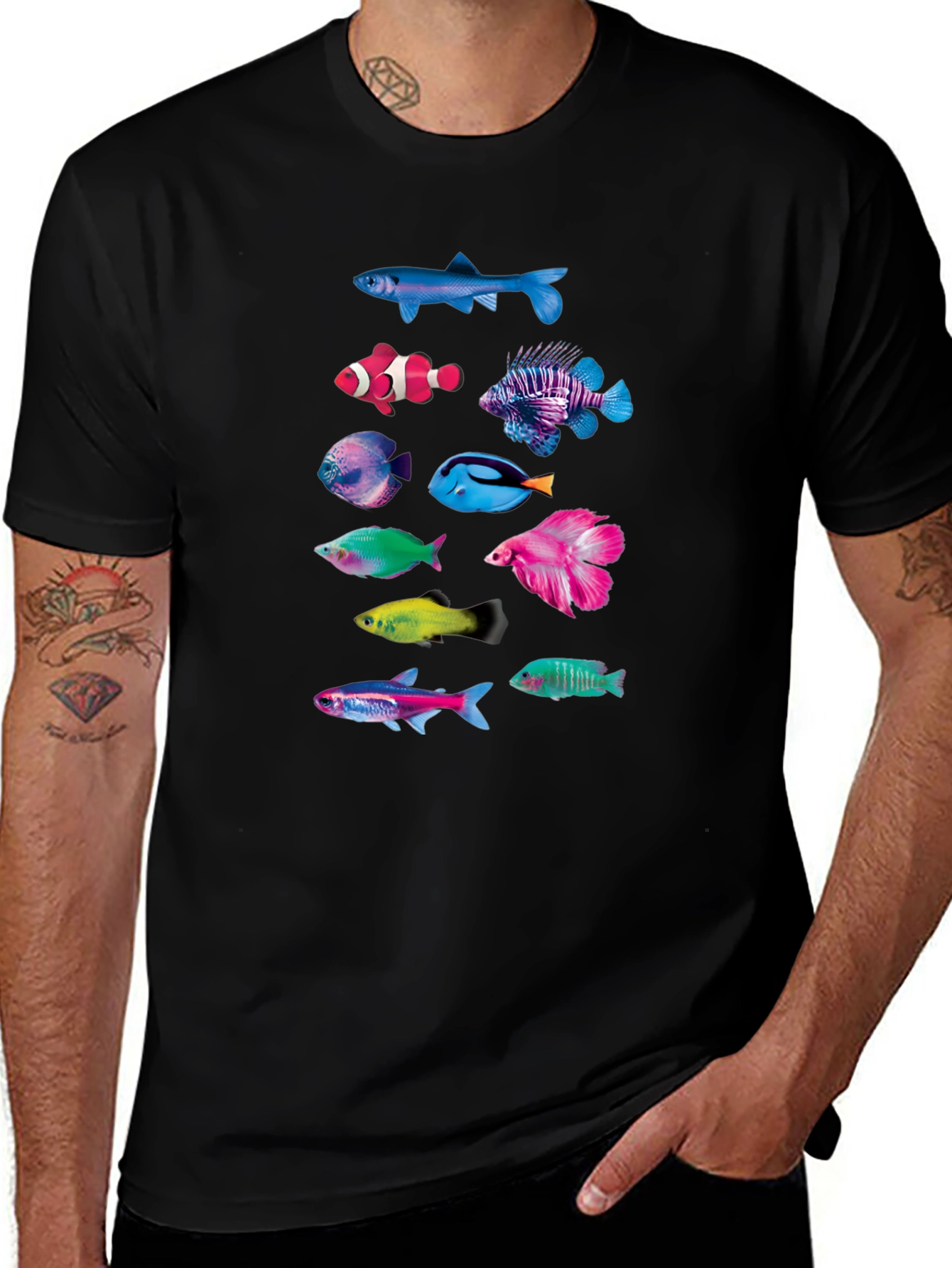Colorful Fish Graphic T-Shirt