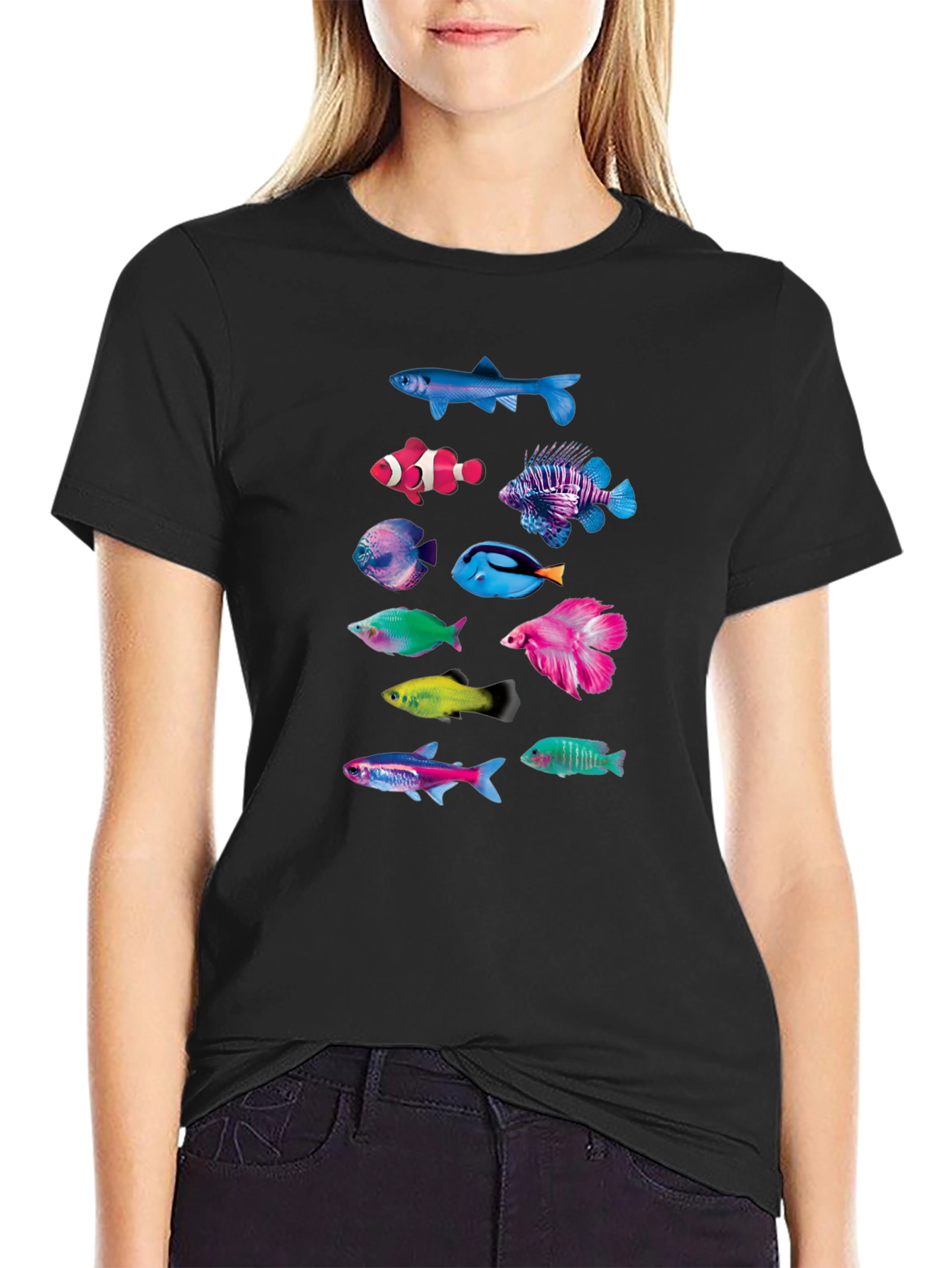 Colorful Fish Graphic T-Shirt