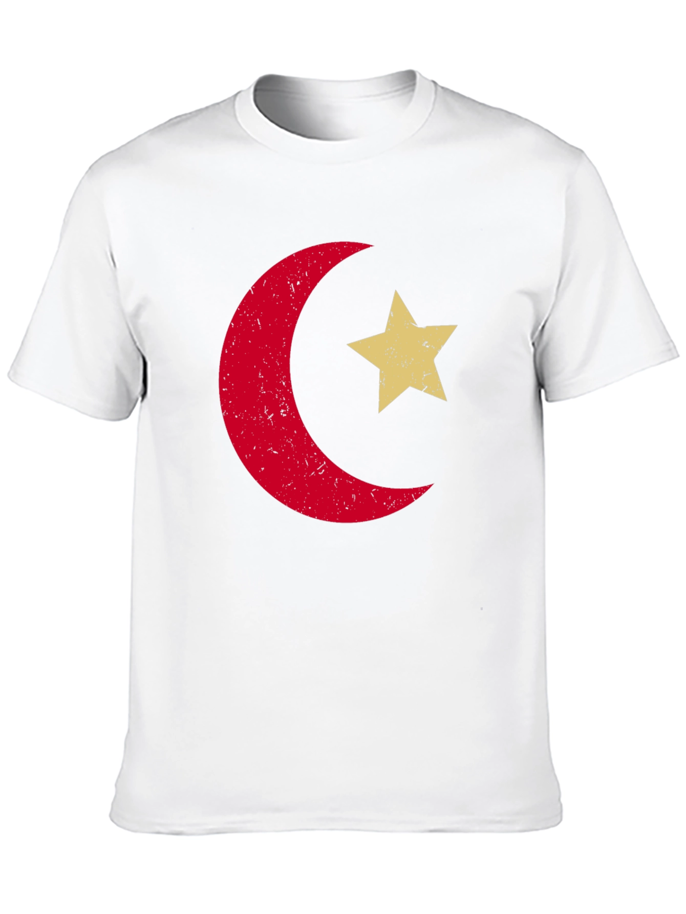 Retro Crescent Moon & Star Graphic Tee - Black