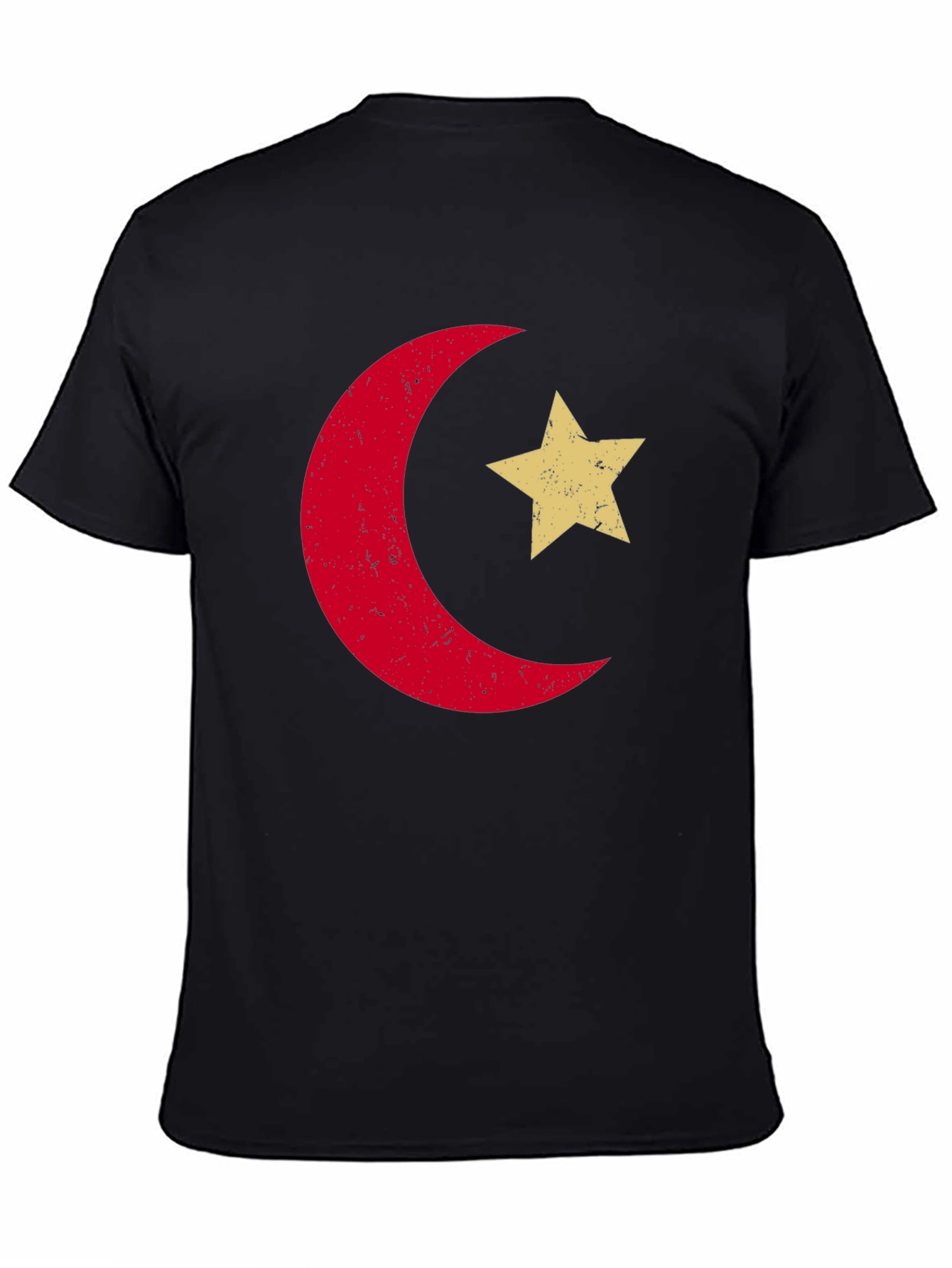 Retro Crescent Moon & Star Graphic Tee - Black