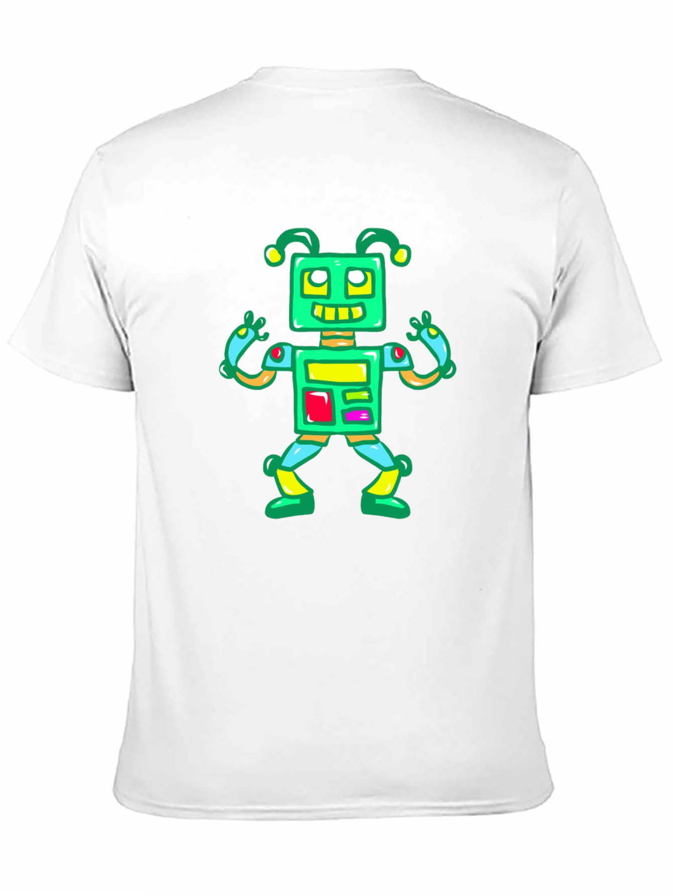 Fun Robot Graphic Tee - Black Cotton Casual Shirt