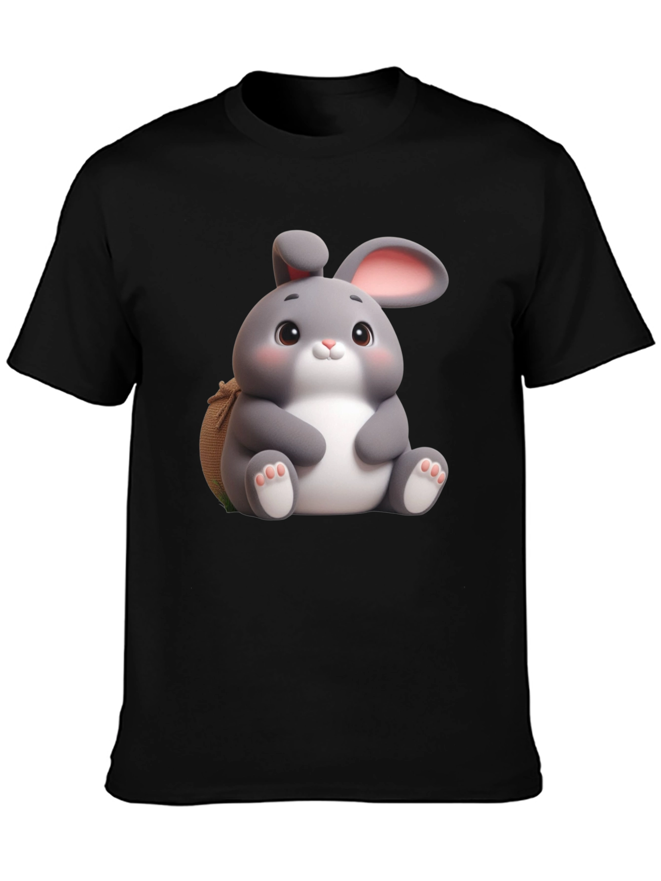 Cute Bunny Graphic Black T-Shirt