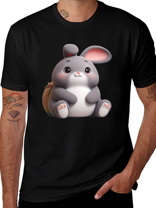Cute Bunny Graphic Black T-Shirt