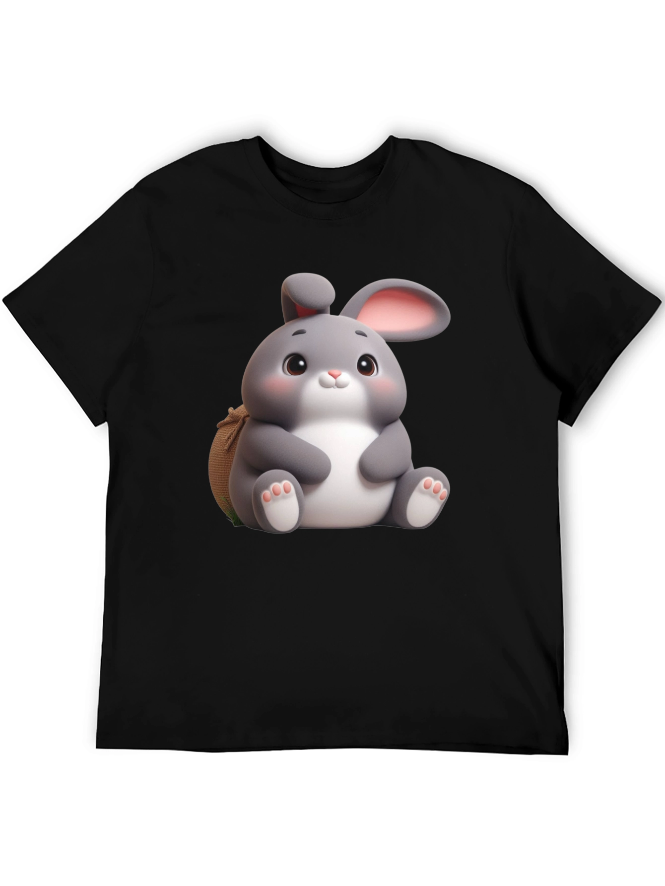 Cute Bunny Graphic Black T-Shirt