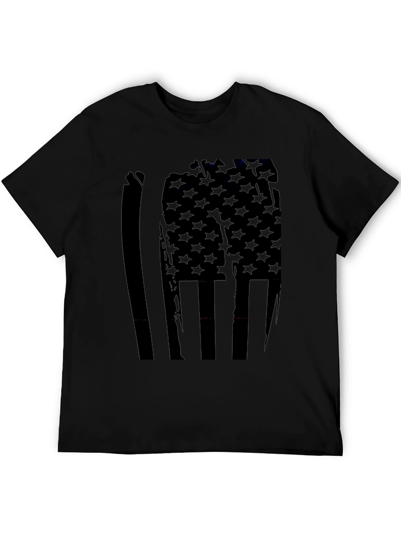 American Flag Distressed Graphic Tee - Black