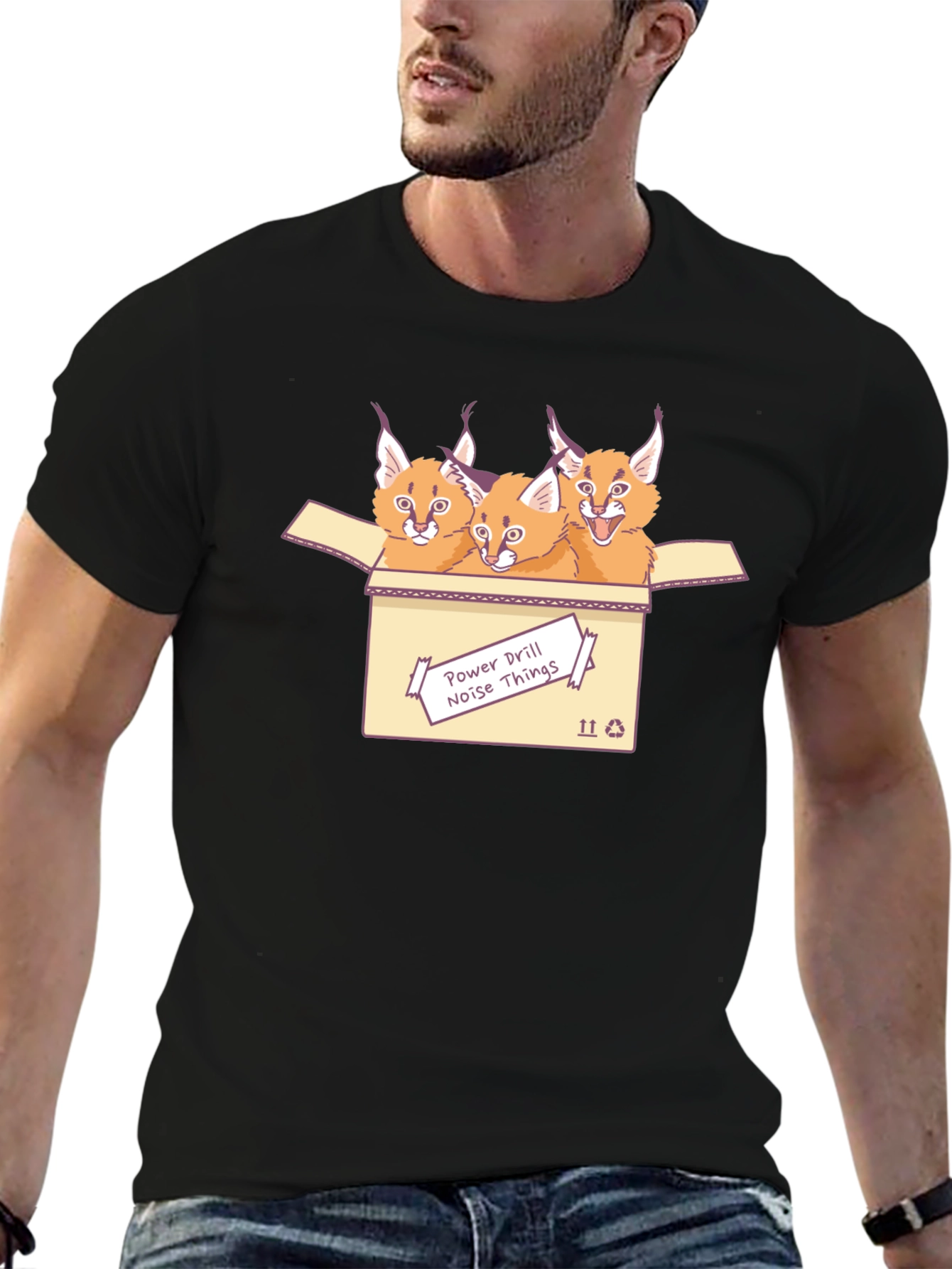Caracal Cat T-Shirt - Power Drill Noise Things