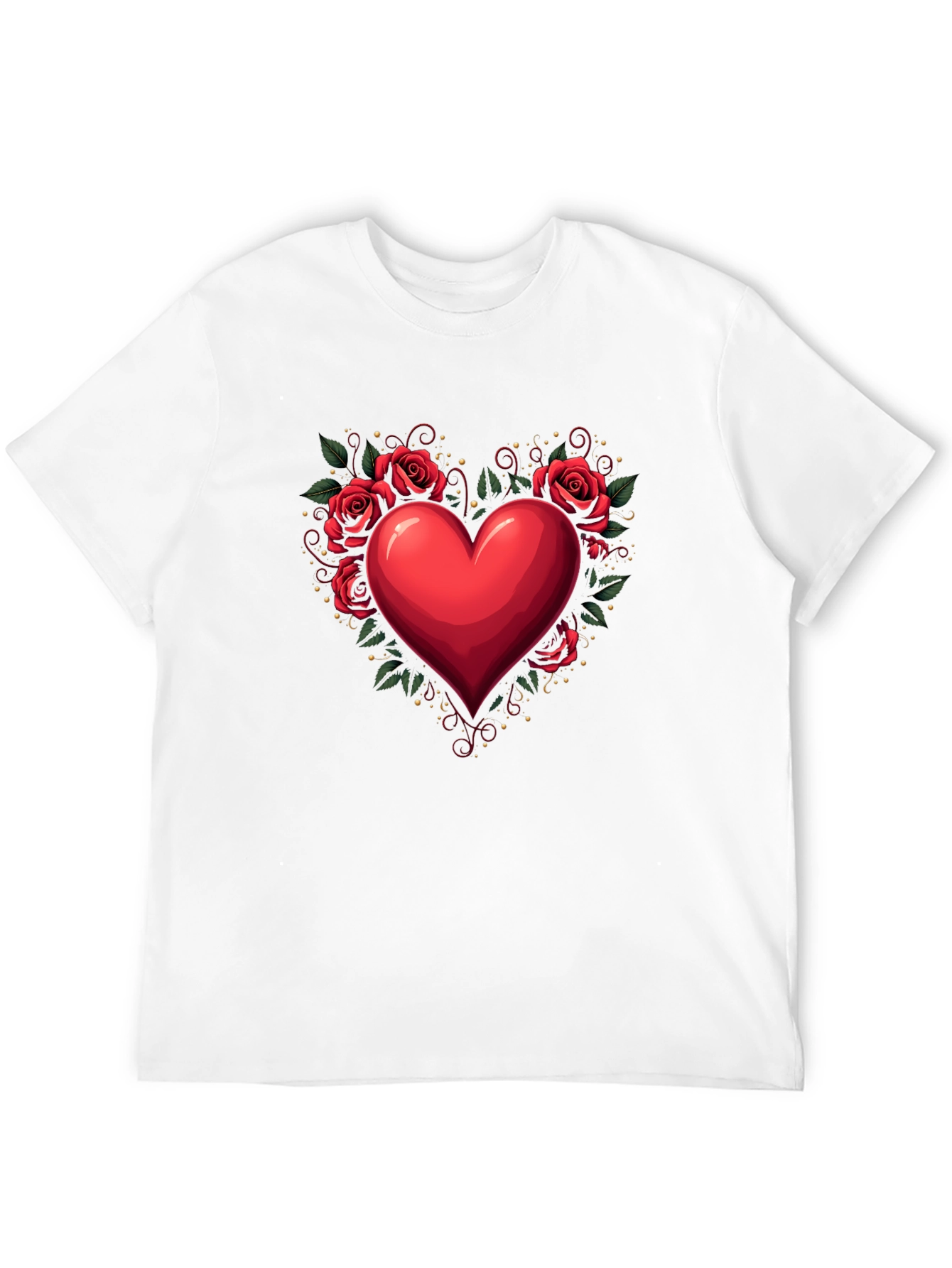 Heart & Roses Graphic Tee - Romantic Black T-Shirt