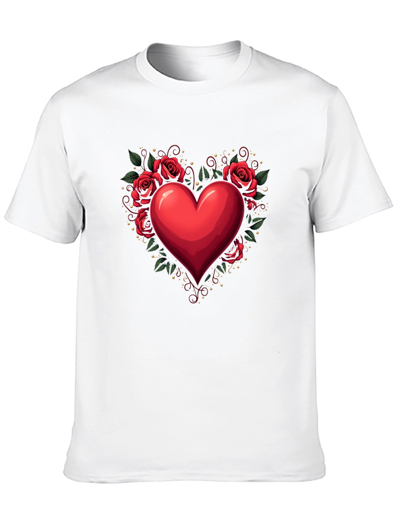 Heart & Roses Graphic Tee - Romantic Black T-Shirt