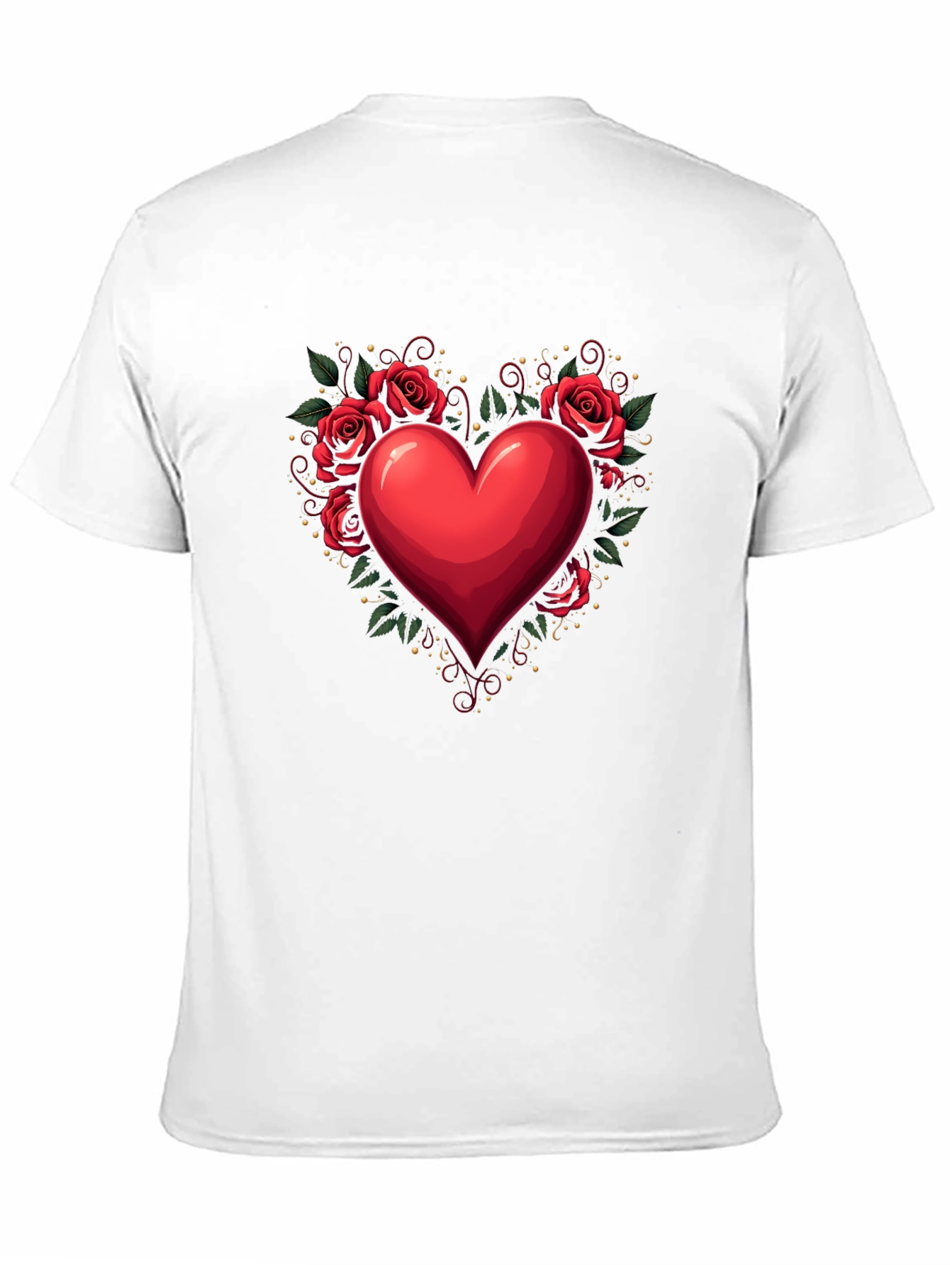 Heart & Roses Graphic Tee - Romantic Black T-Shirt